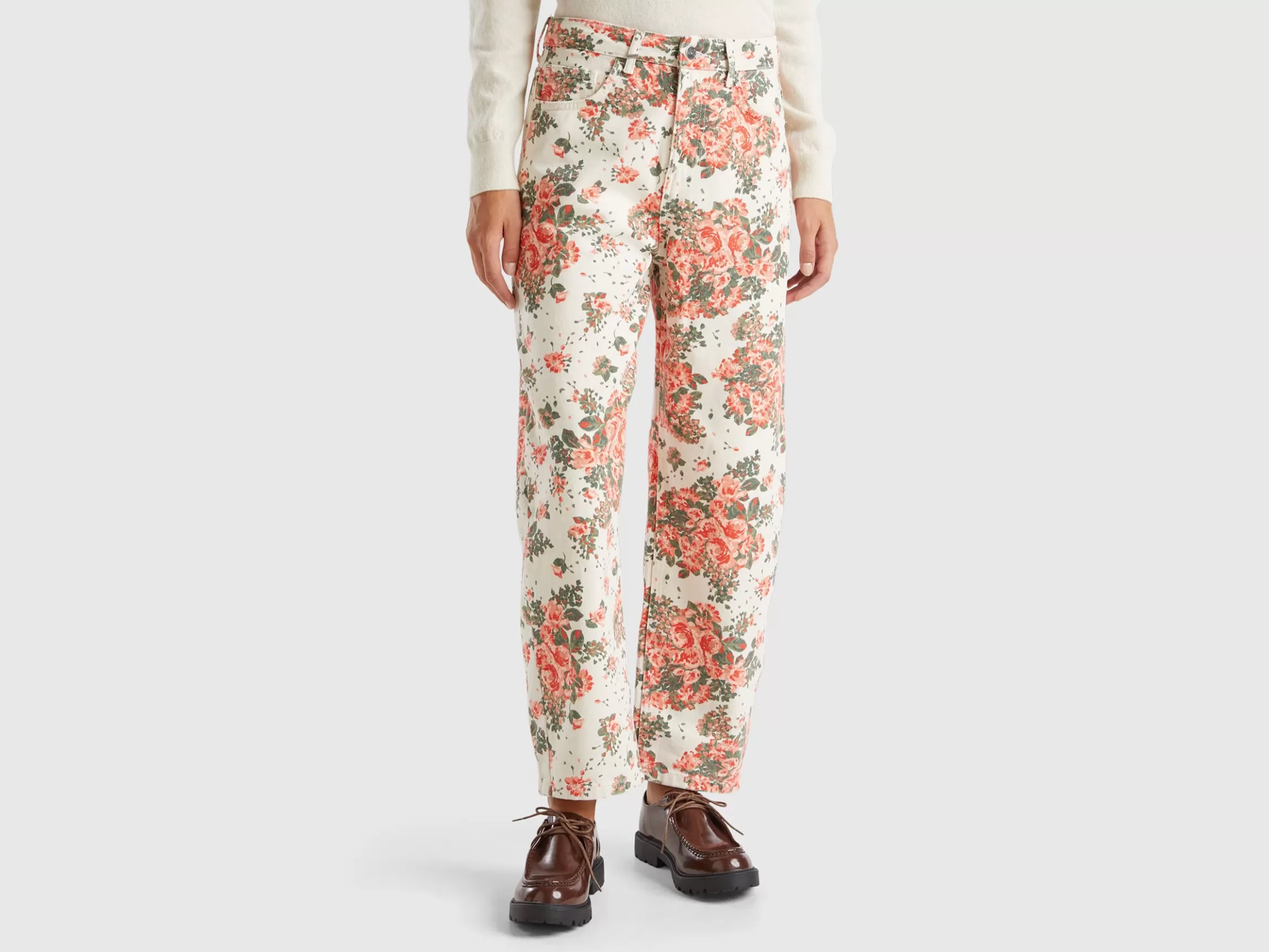 United Colors of Benetton Balloon fit floral jeans