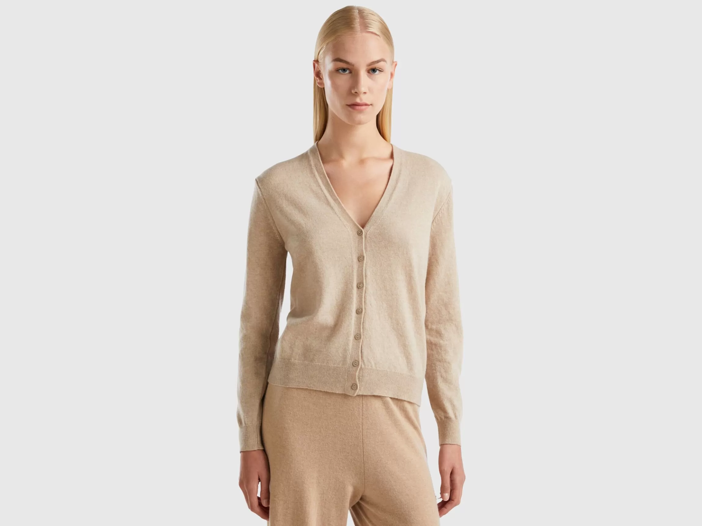 United Colors of Benetton V-neck cardigan in pure Merino wool