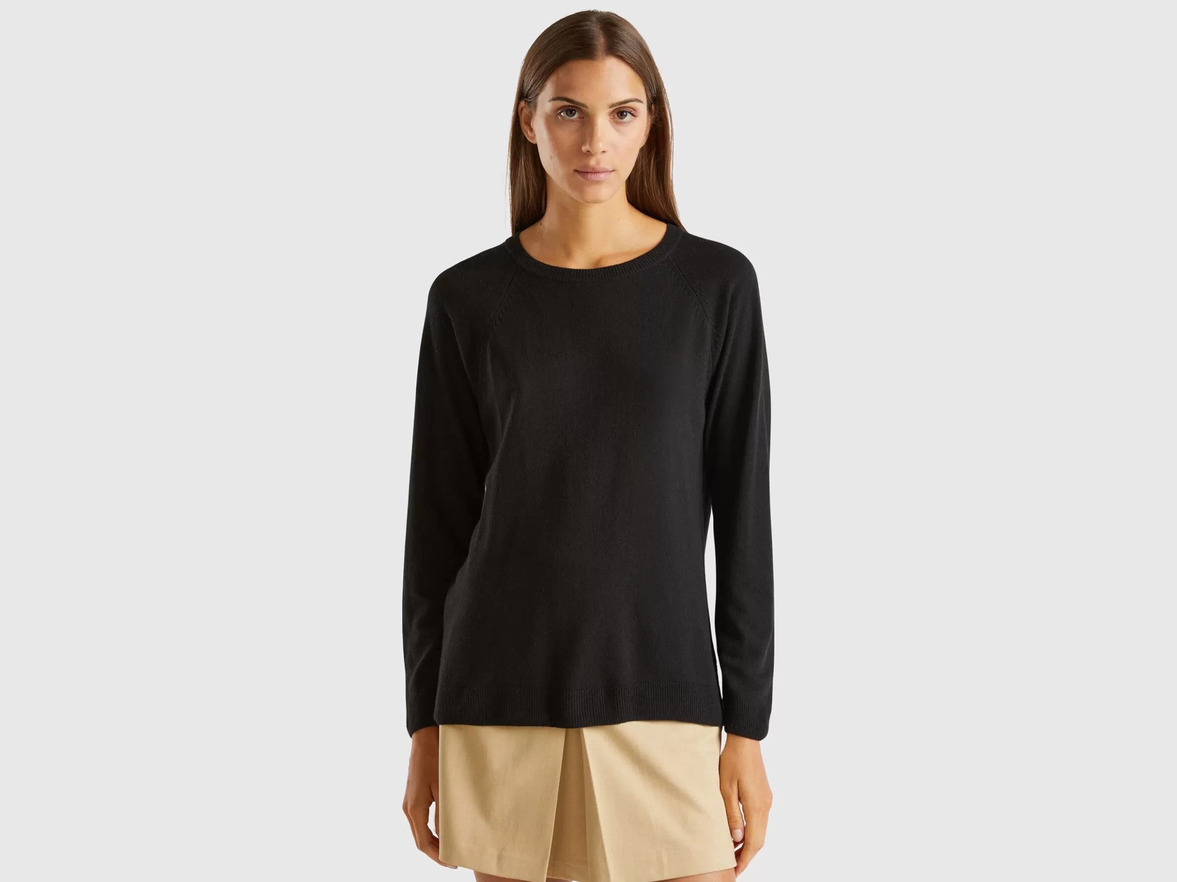 United Colors of Benetton crew neck sweater in cashmere and wool blend