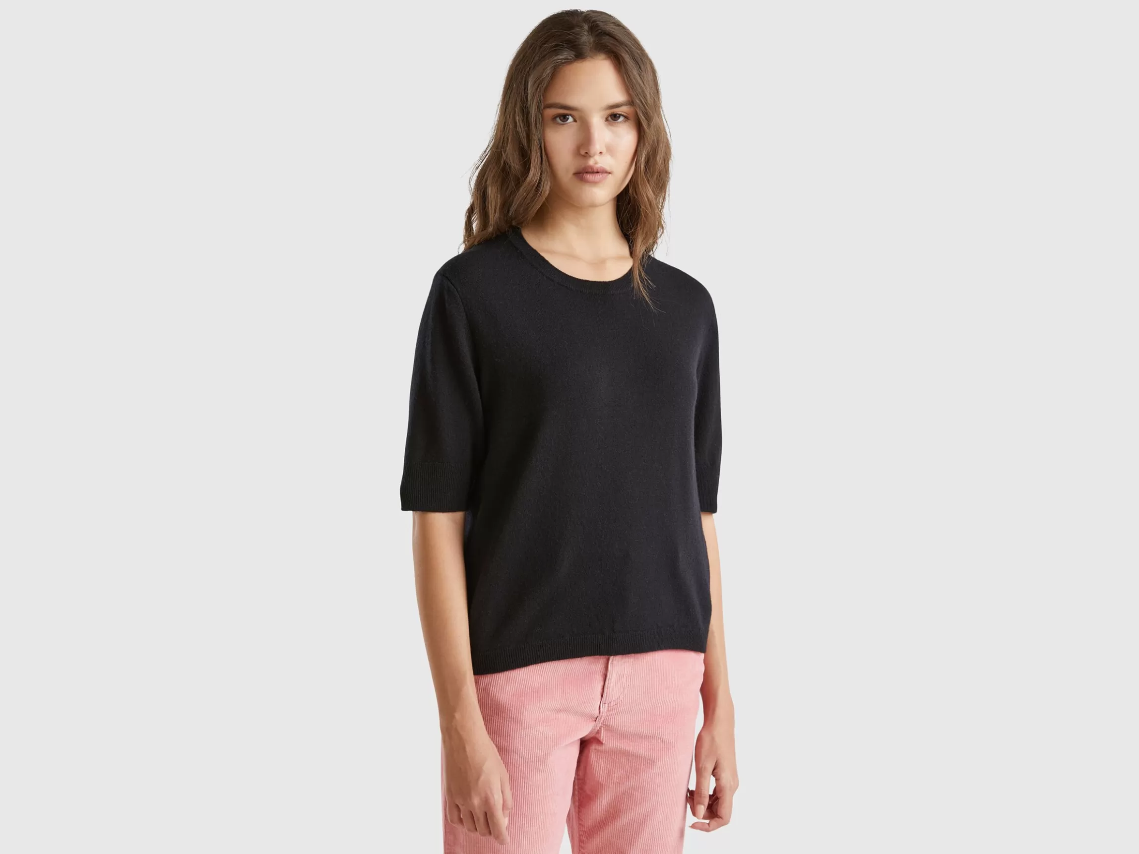 United Colors of Benetton short sleeve sweater in pure Merino wool