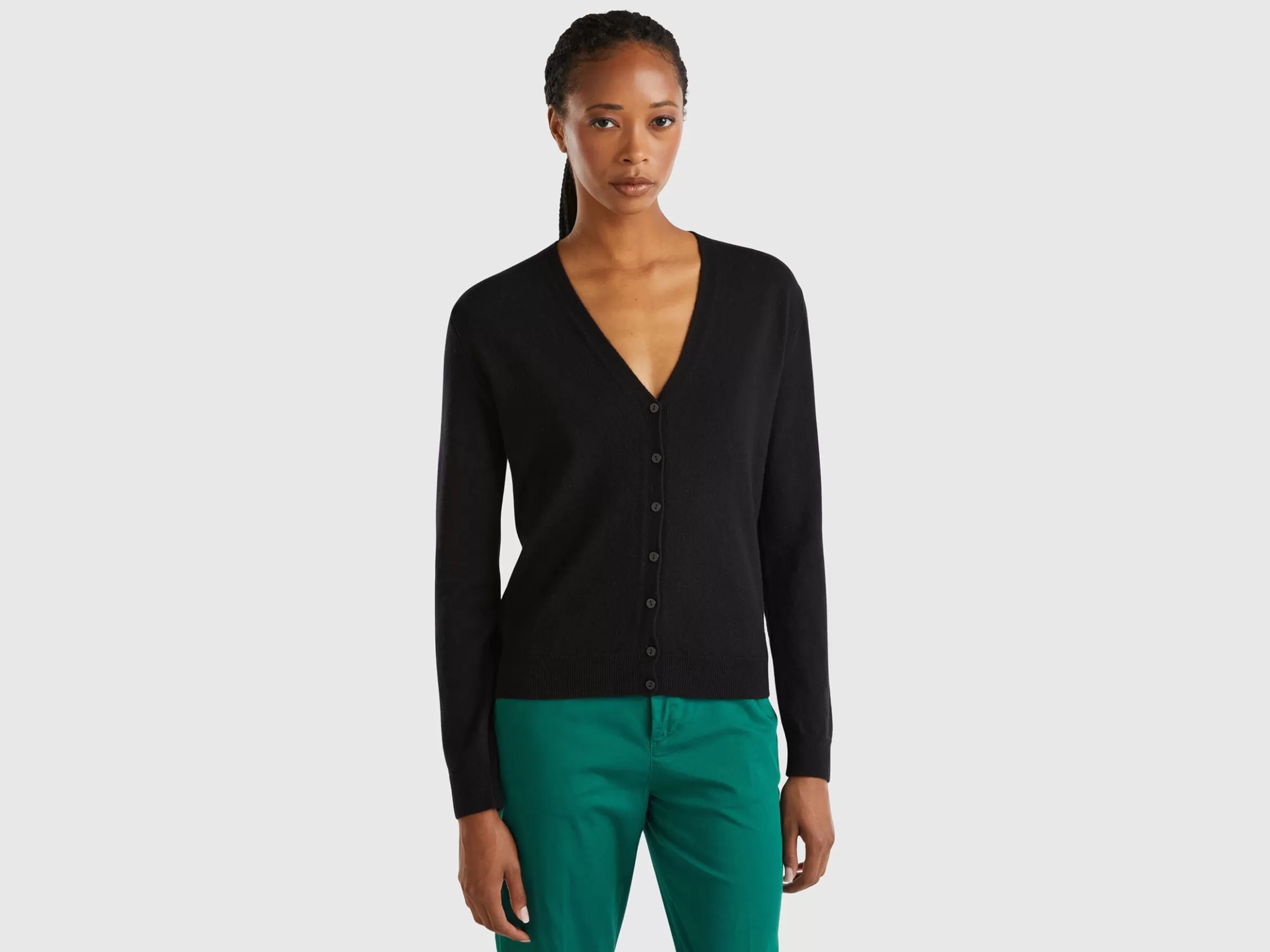 United Colors of Benetton V-neck cardigan in pure Merino wool