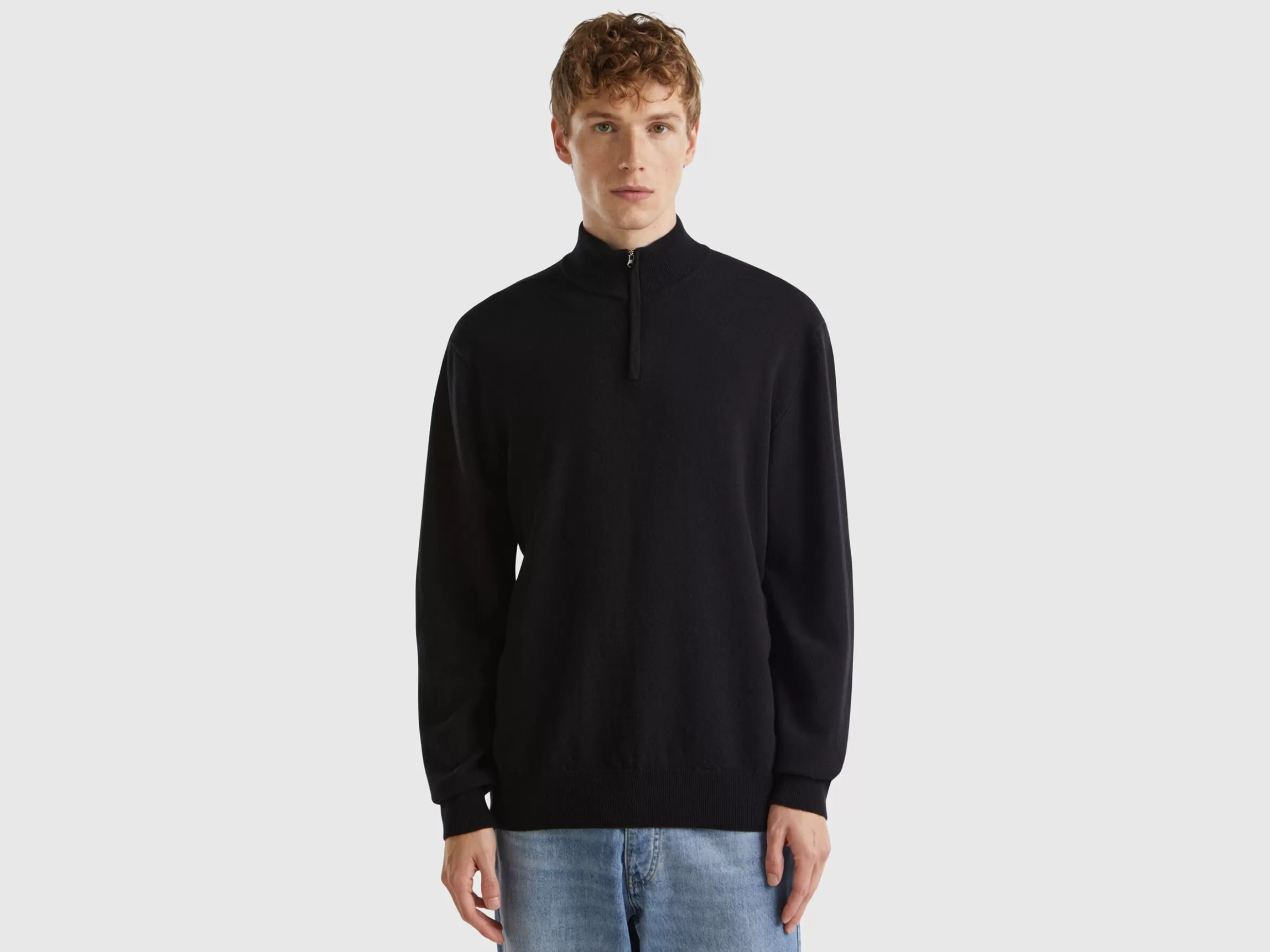 United Colors of Benetton zip-up sweater in 100% Merino wool