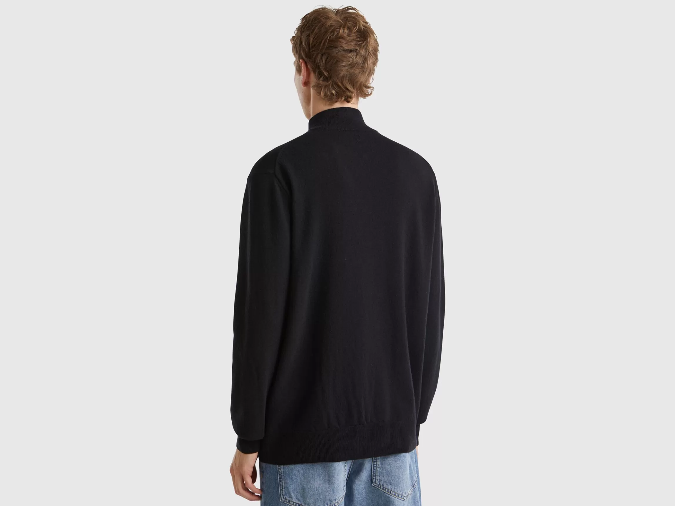 United Colors of Benetton zip-up sweater in 100% Merino wool