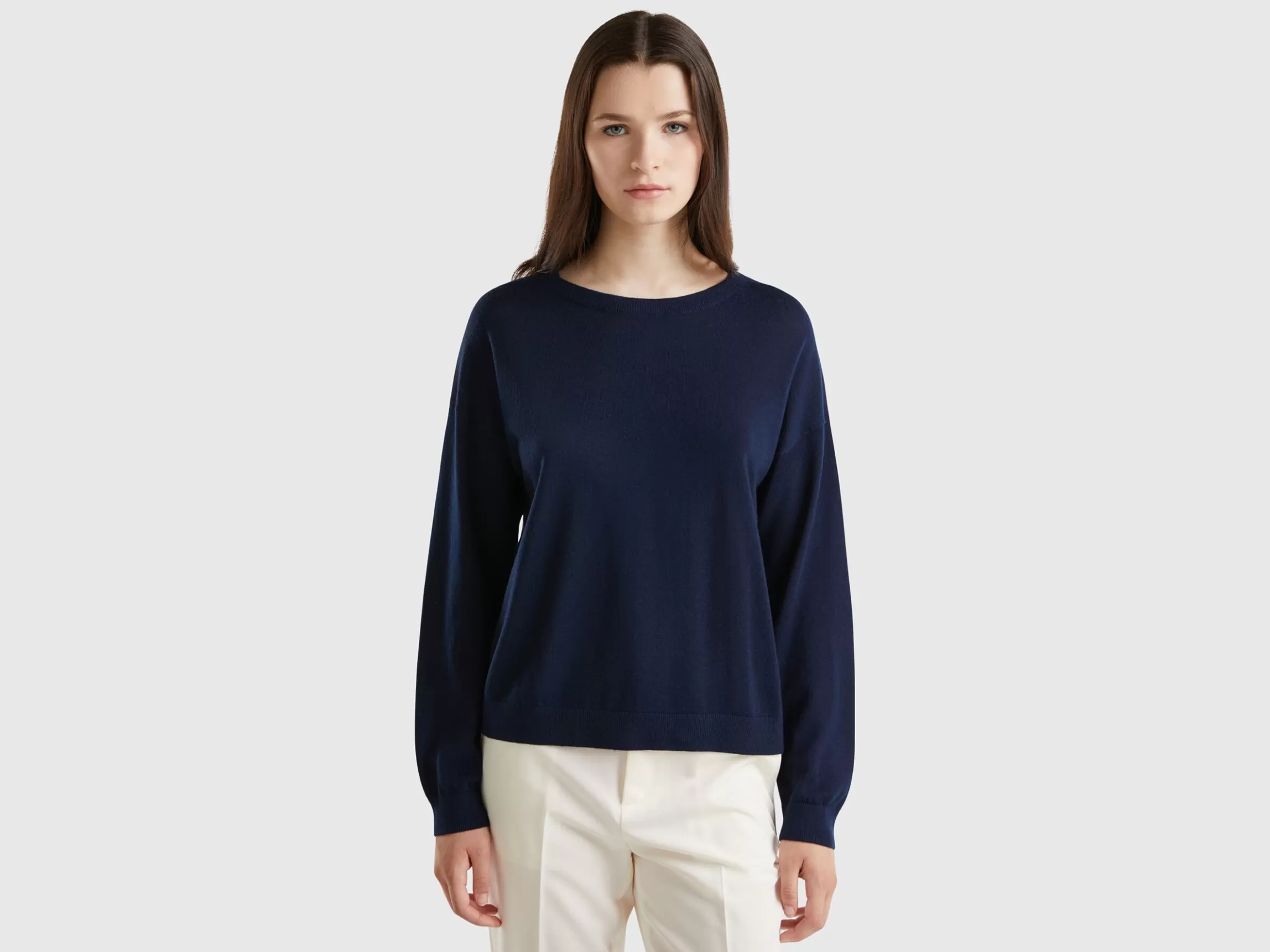 United Colors of Benetton Boat neck sweater in pure Merino wool