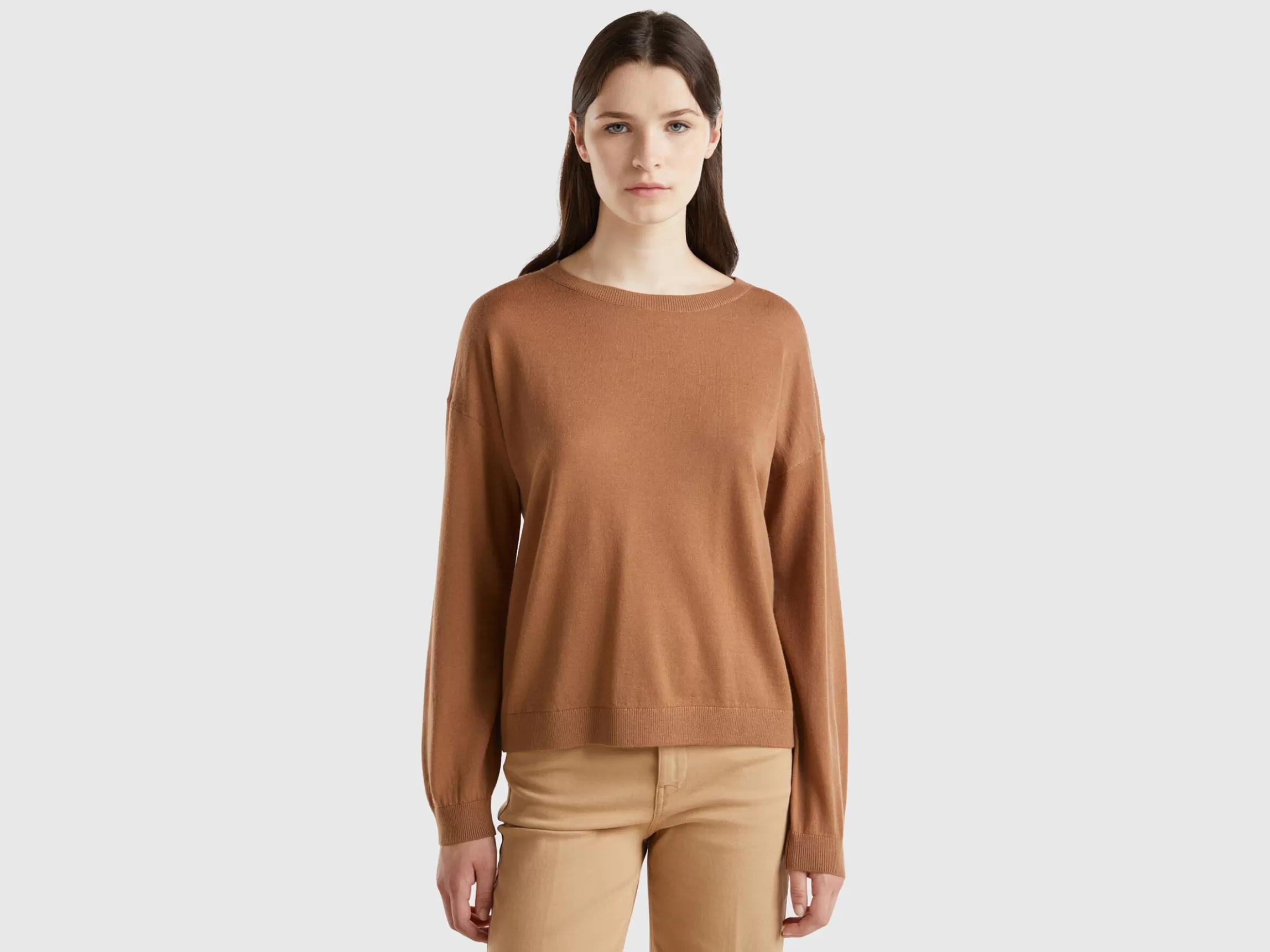 United Colors of Benetton Boat neck sweater in pure Merino wool