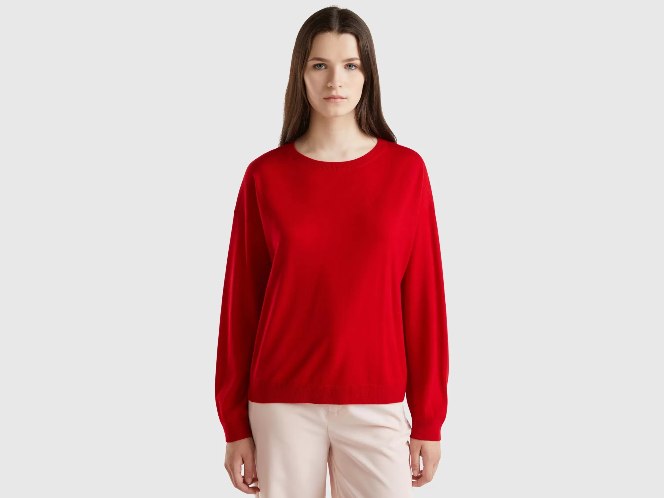 United Colors of Benetton Boat neck sweater in pure Merino wool