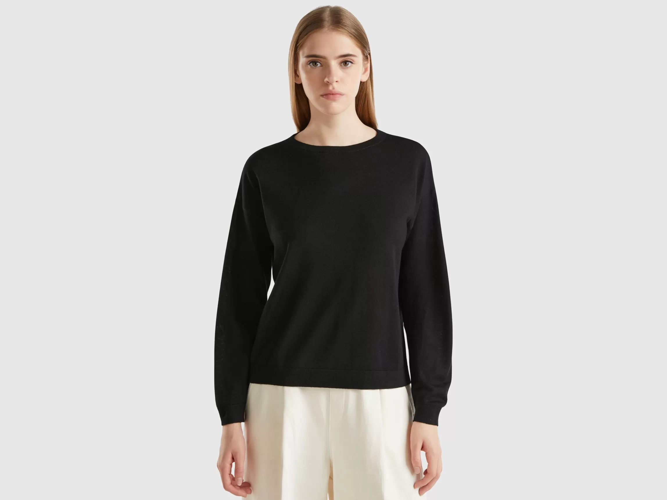 United Colors of Benetton Boat neck sweater in pure Merino wool