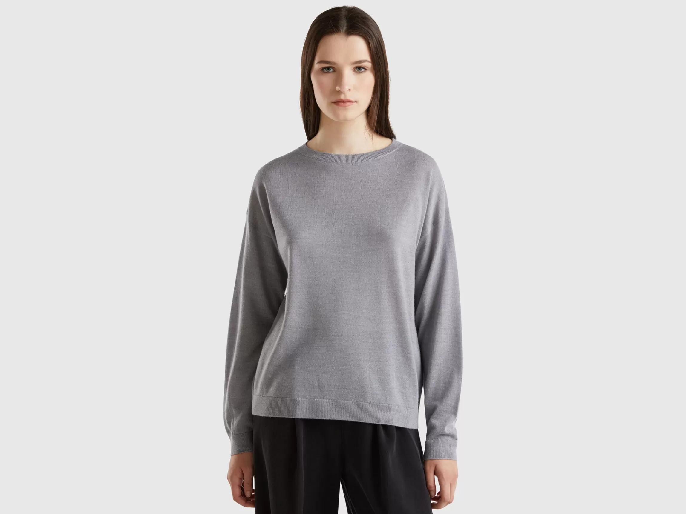 United Colors of Benetton Boat neck sweater in pure Merino wool