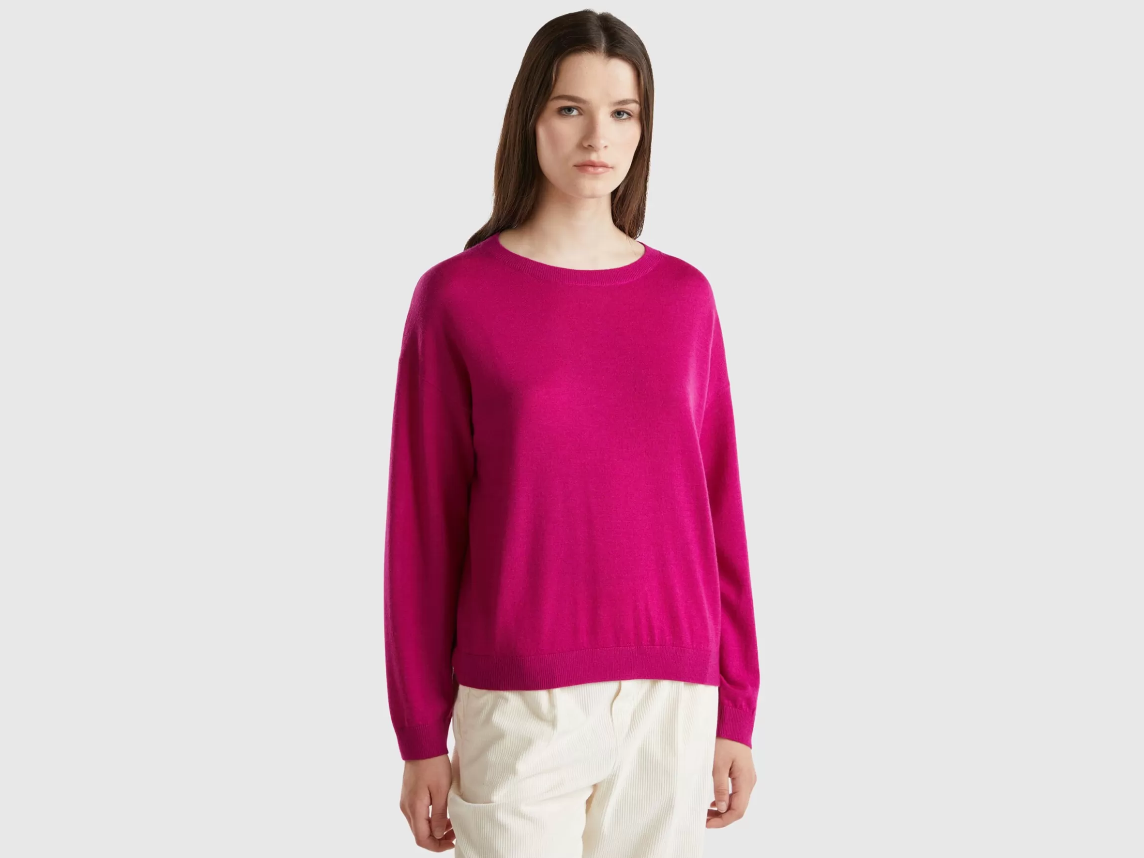 United Colors of Benetton Boat neck sweater in pure Merino wool