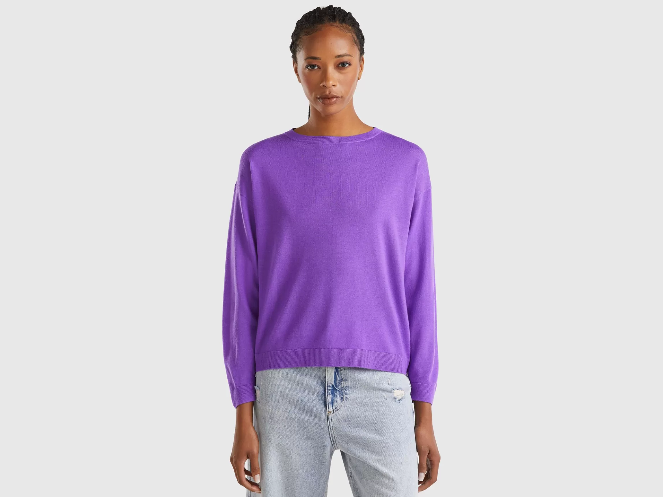 United Colors of Benetton Boat neck sweater in pure Merino wool