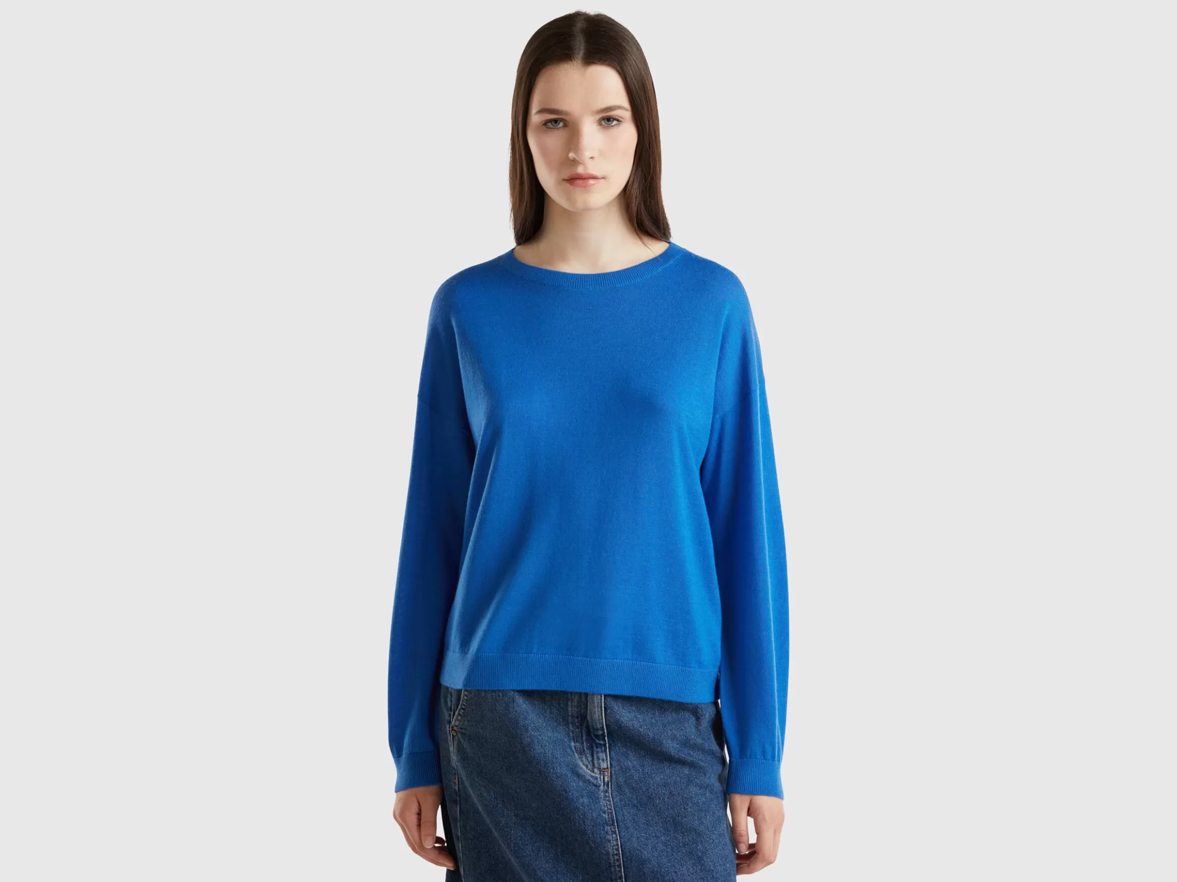 United Colors of Benetton Boat neck sweater in pure Merino wool