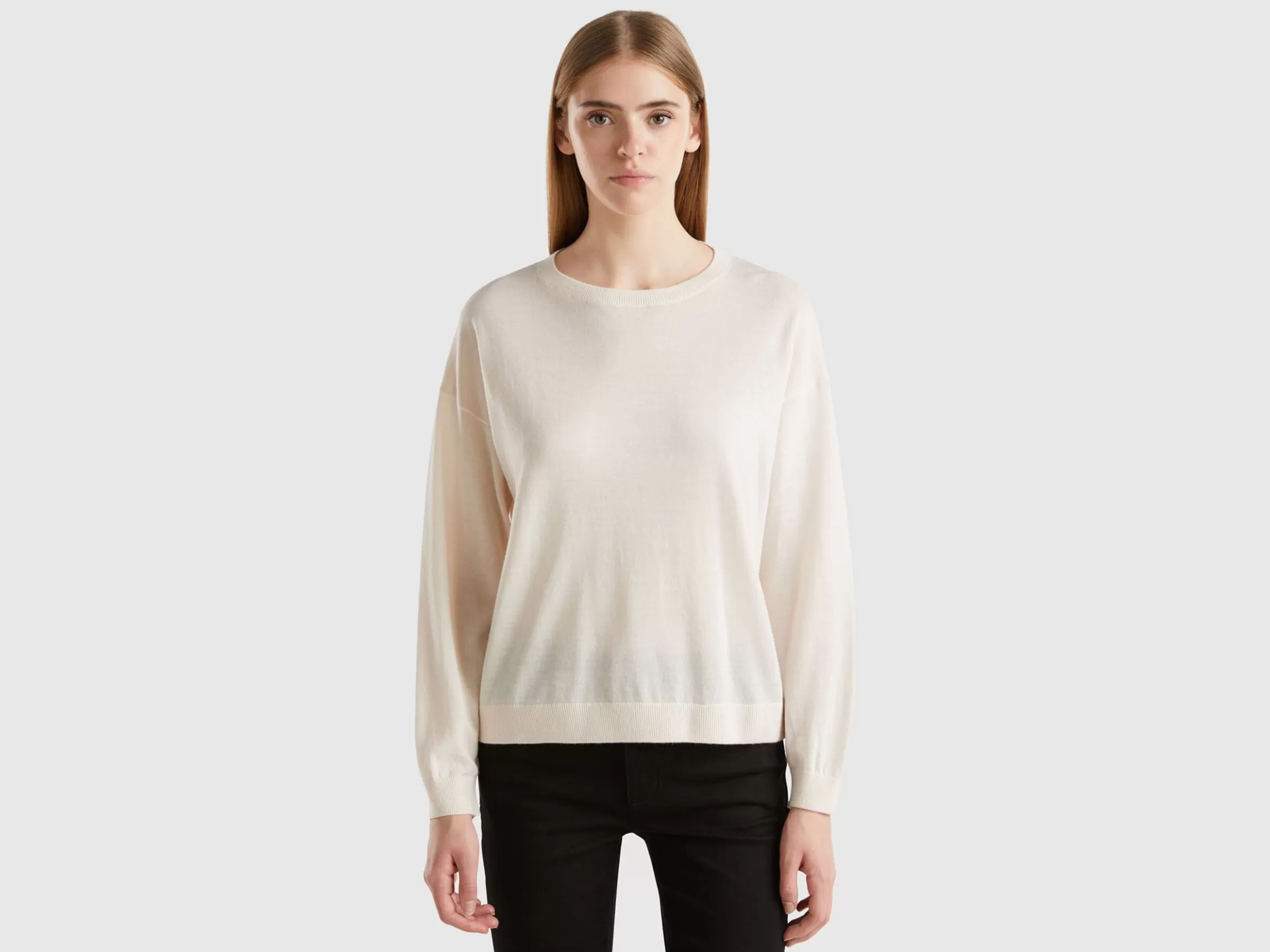 United Colors of Benetton Boat neck sweater in pure Merino wool