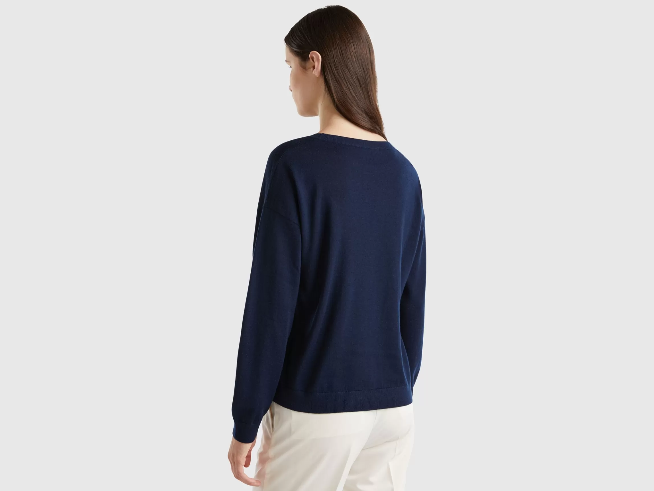 United Colors of Benetton Boat neck sweater in pure Merino wool