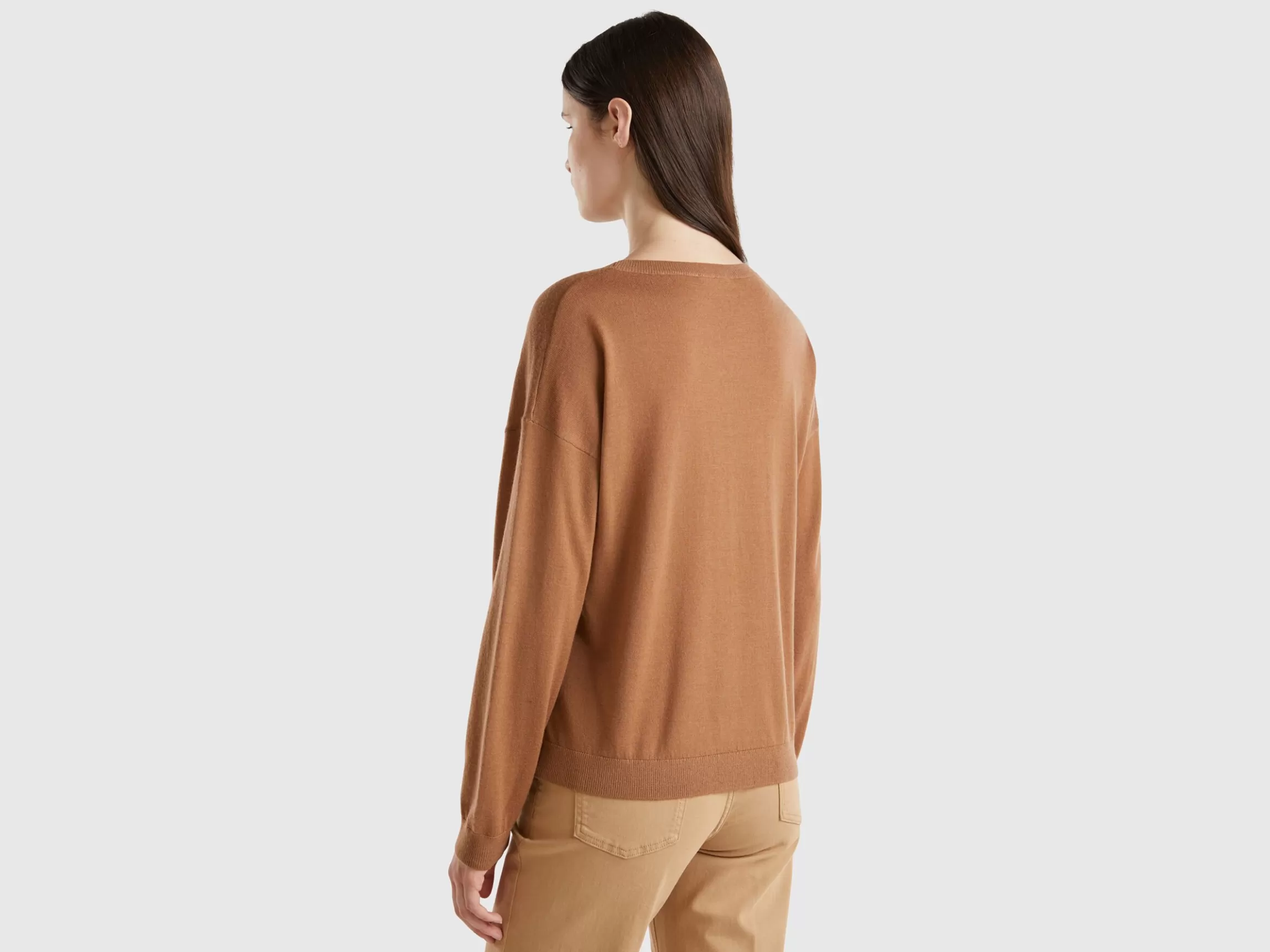 United Colors of Benetton Boat neck sweater in pure Merino wool