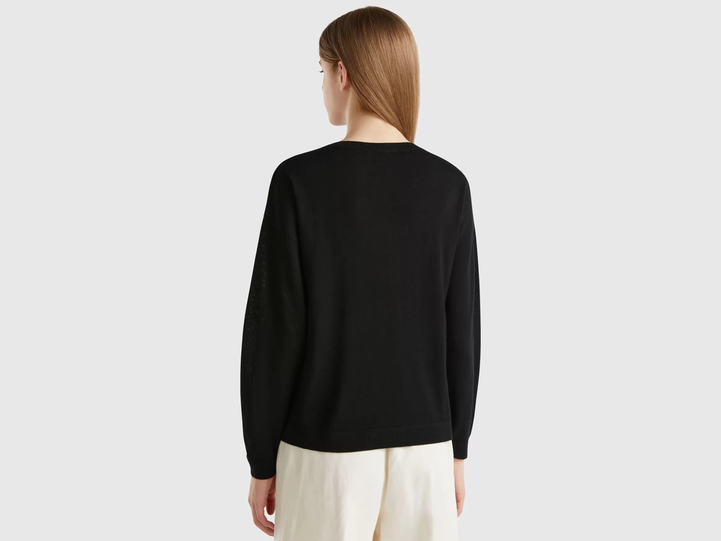 United Colors of Benetton Boat neck sweater in pure Merino wool