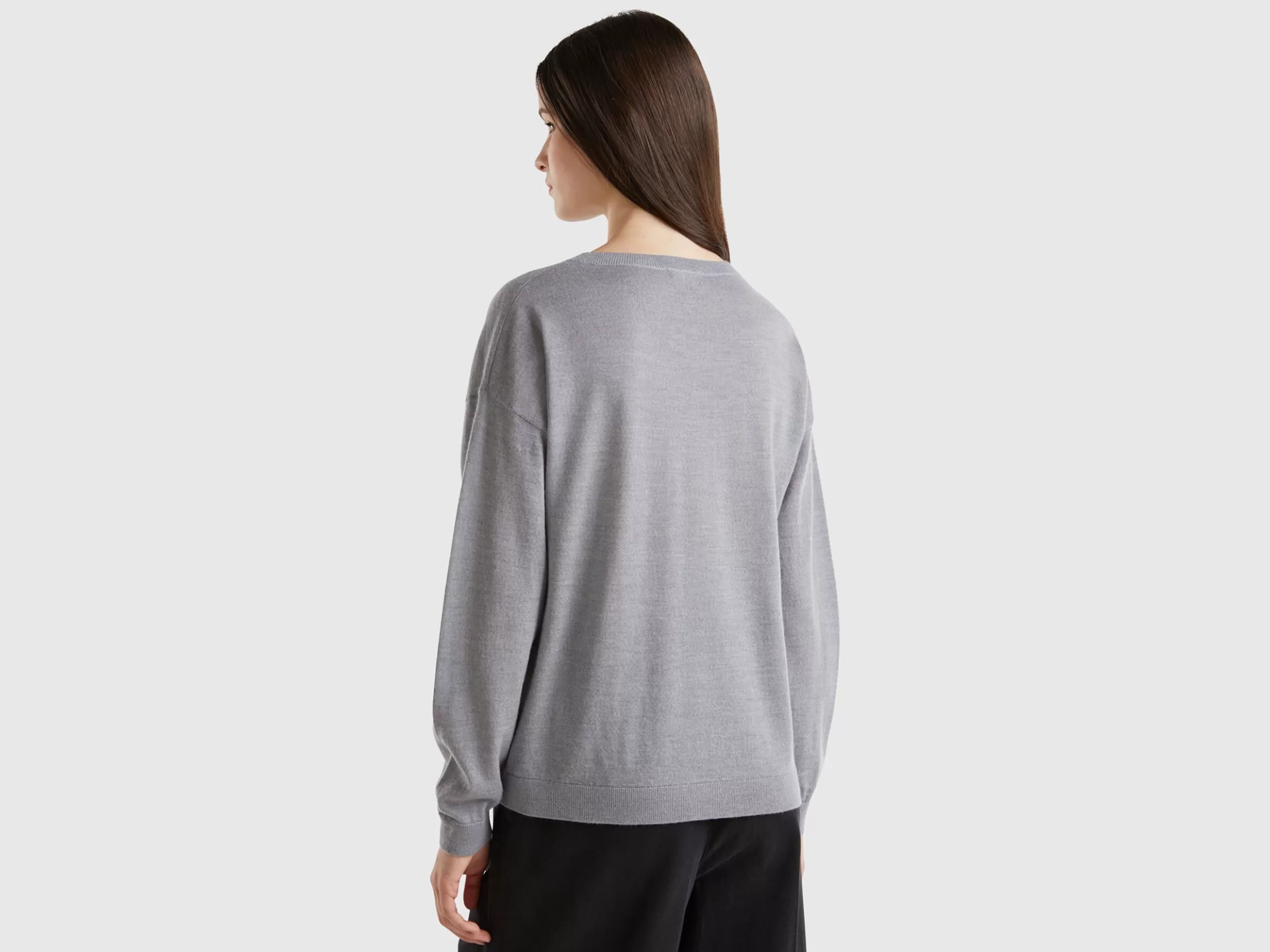 United Colors of Benetton Boat neck sweater in pure Merino wool