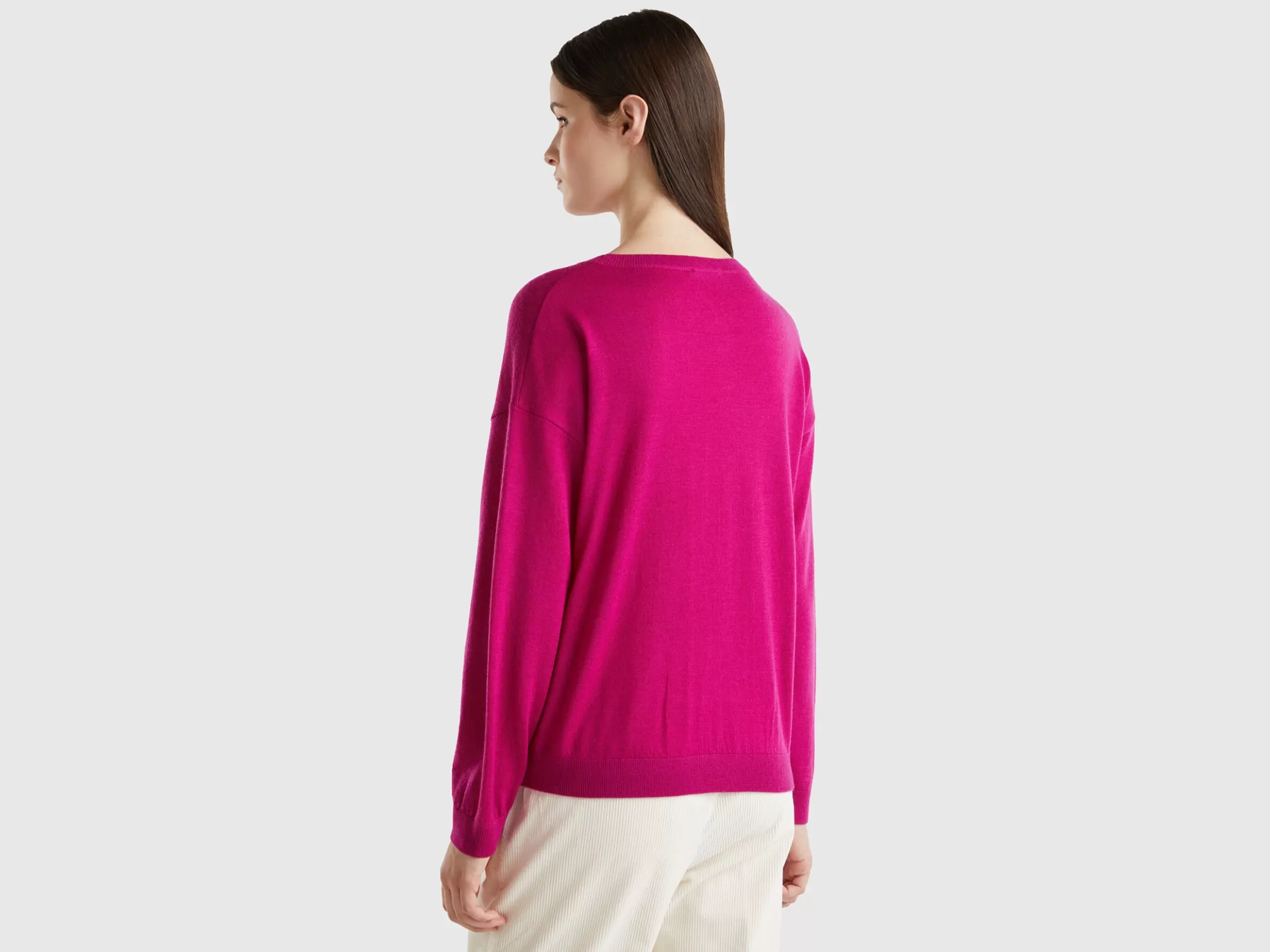 United Colors of Benetton Boat neck sweater in pure Merino wool