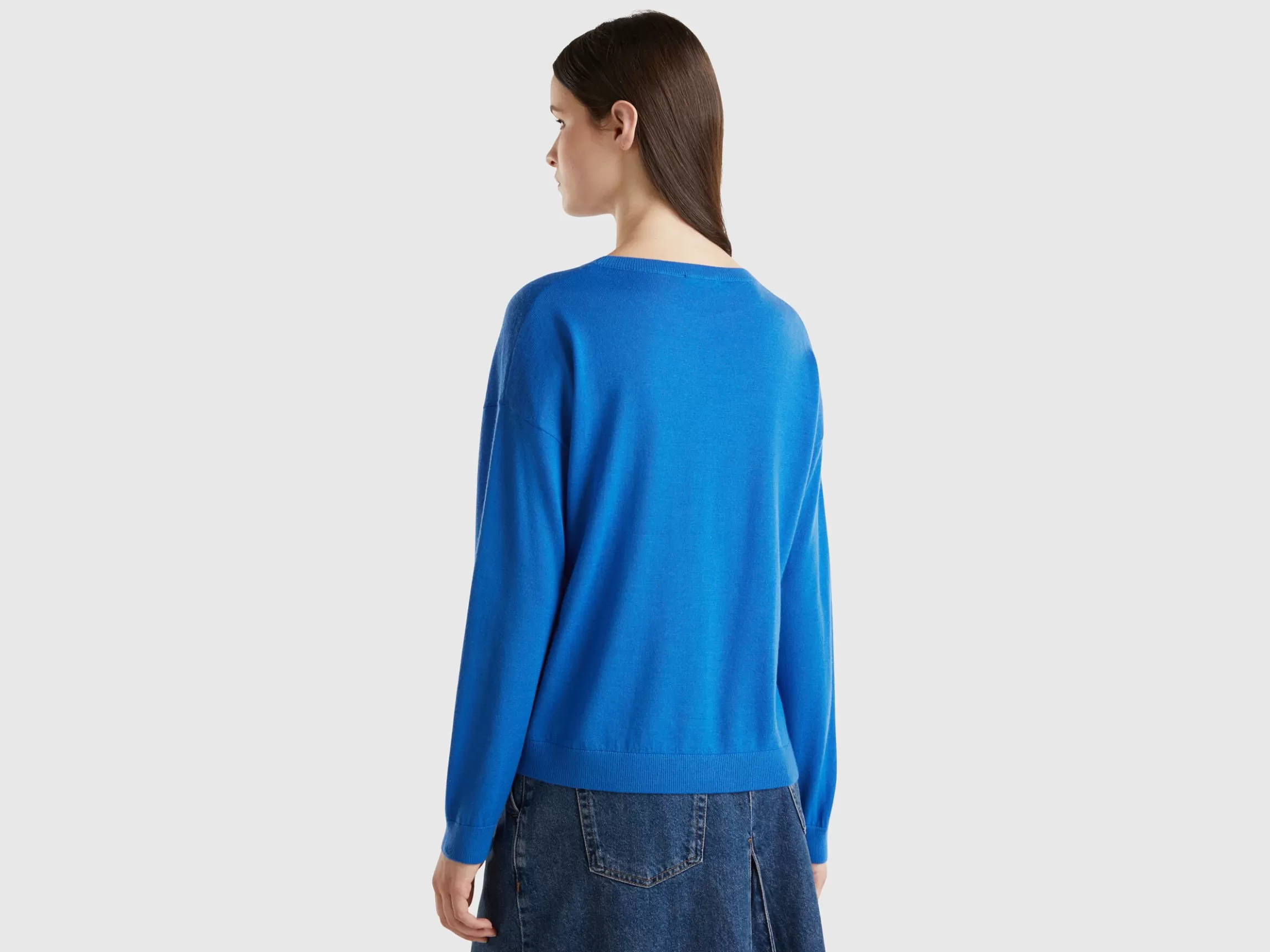 United Colors of Benetton Boat neck sweater in pure Merino wool