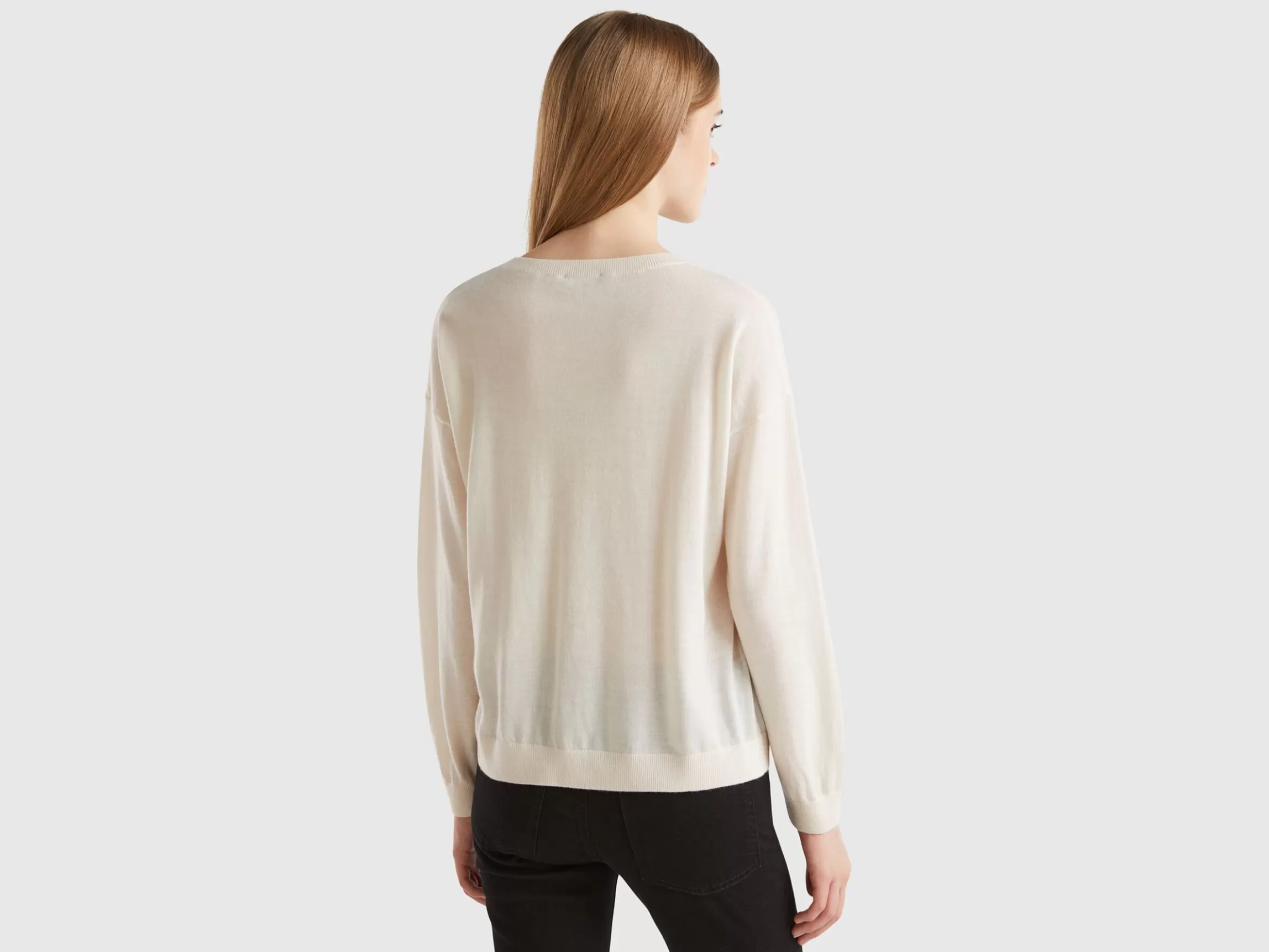 United Colors of Benetton Boat neck sweater in pure Merino wool