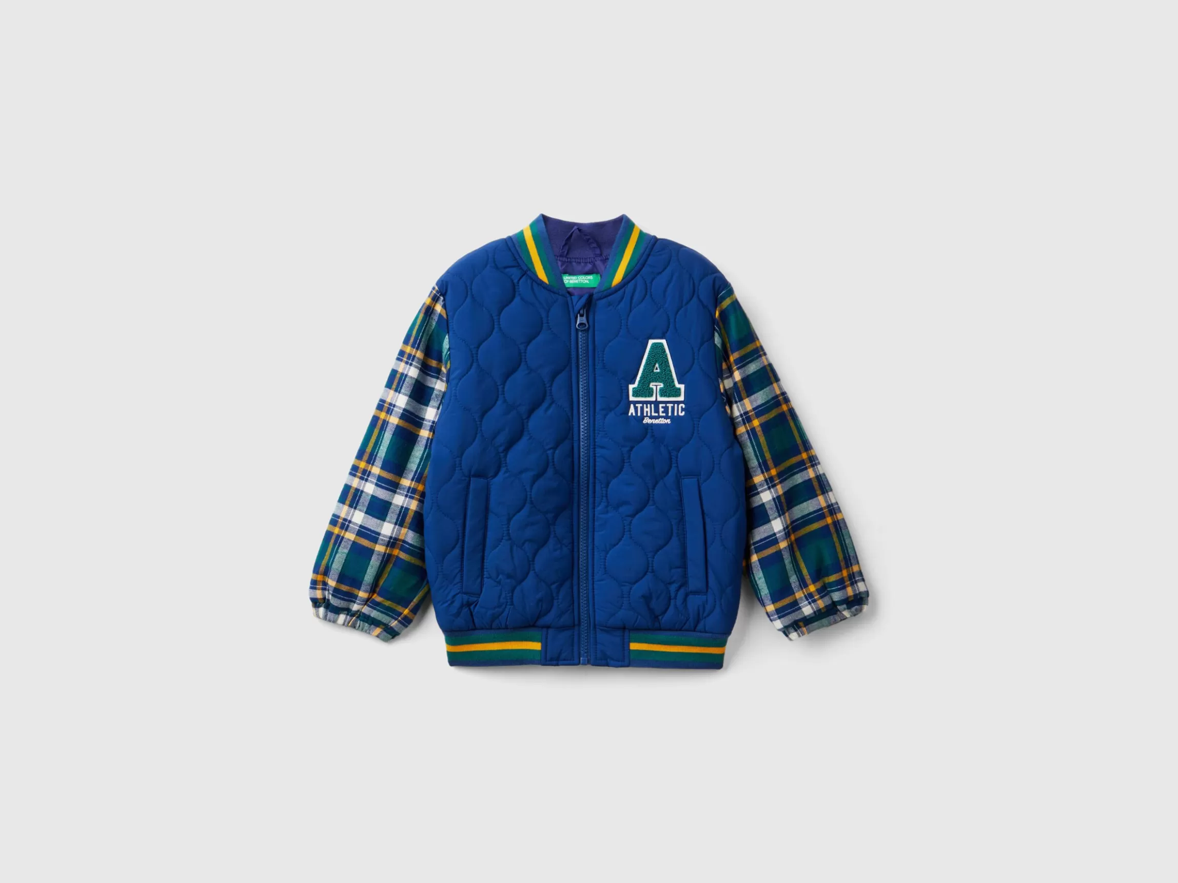 United Colors of Benetton Bomber jacket with tartan sleeves