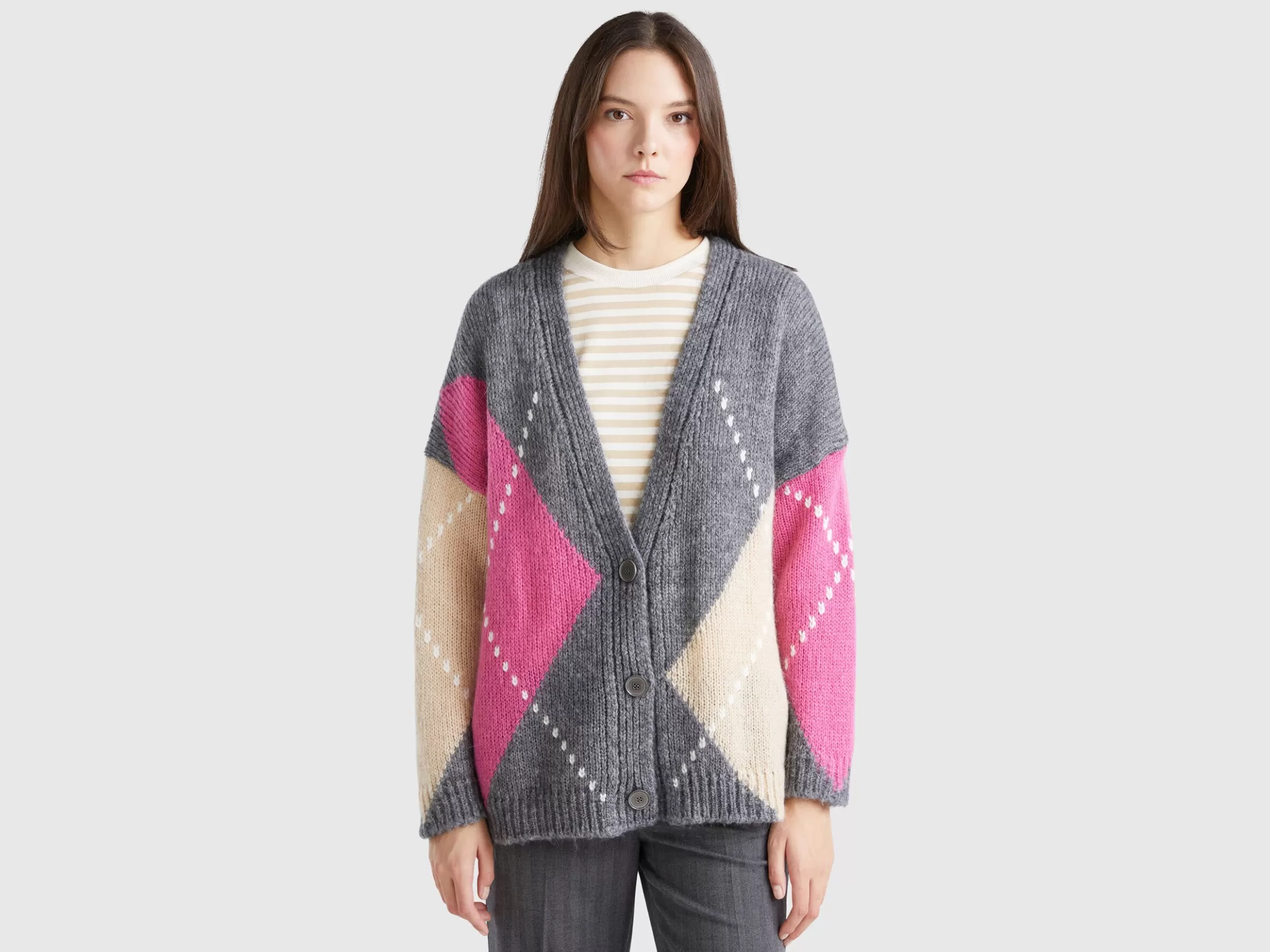 United Colors of Benetton Boxy fit cardigan in mohair blend