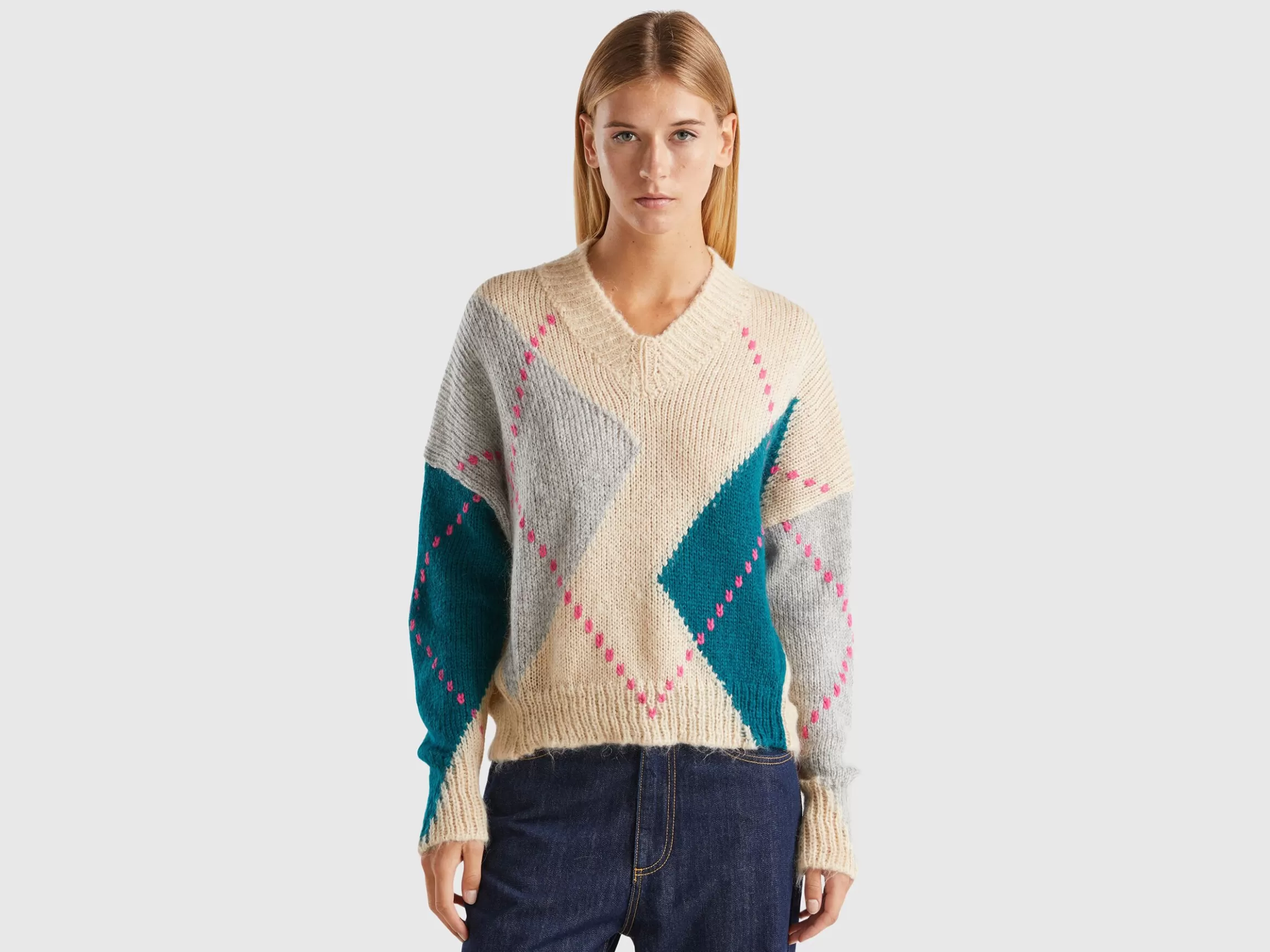 United Colors of Benetton Boxy fit sweater in mohair blend