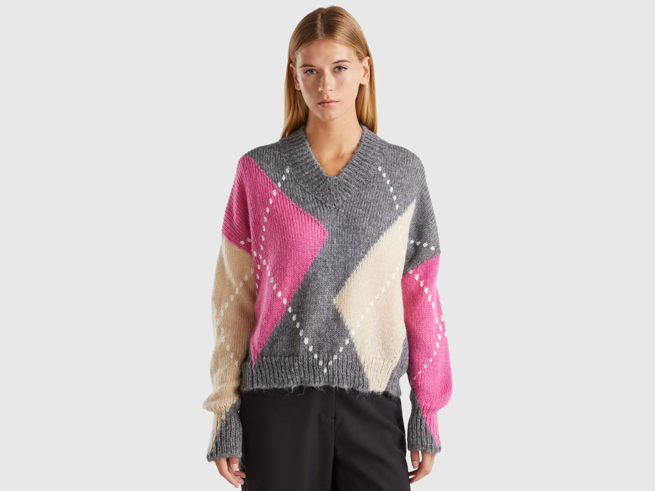 United Colors of Benetton Boxy fit sweater in mohair blend