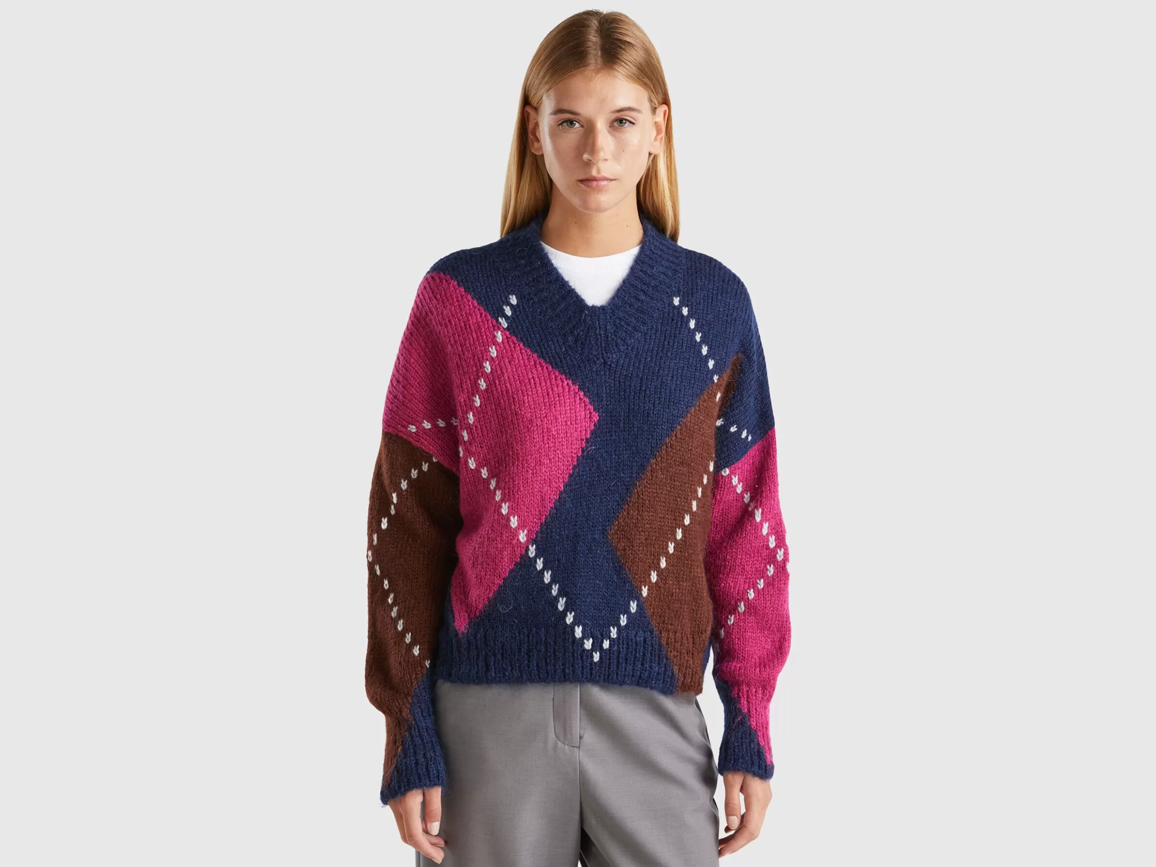 United Colors of Benetton Boxy fit sweater in mohair blend