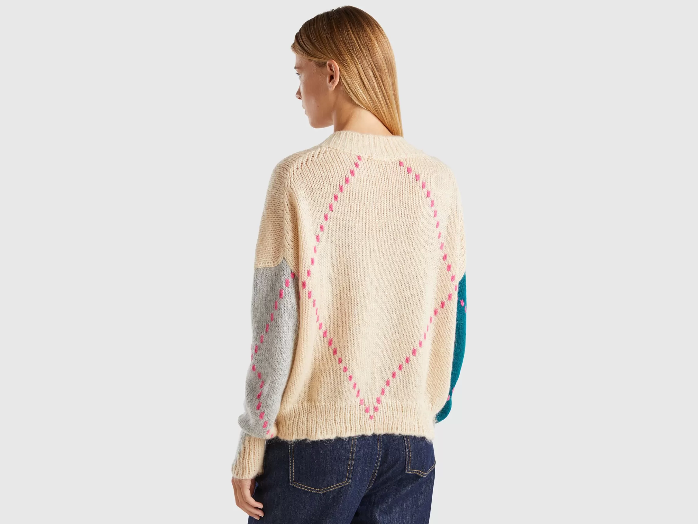 United Colors of Benetton Boxy fit sweater in mohair blend