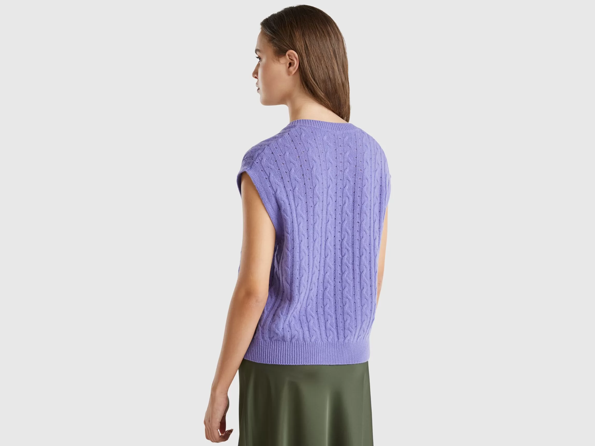 United Colors of Benetton Boxy fit vest with cable knit and perforations