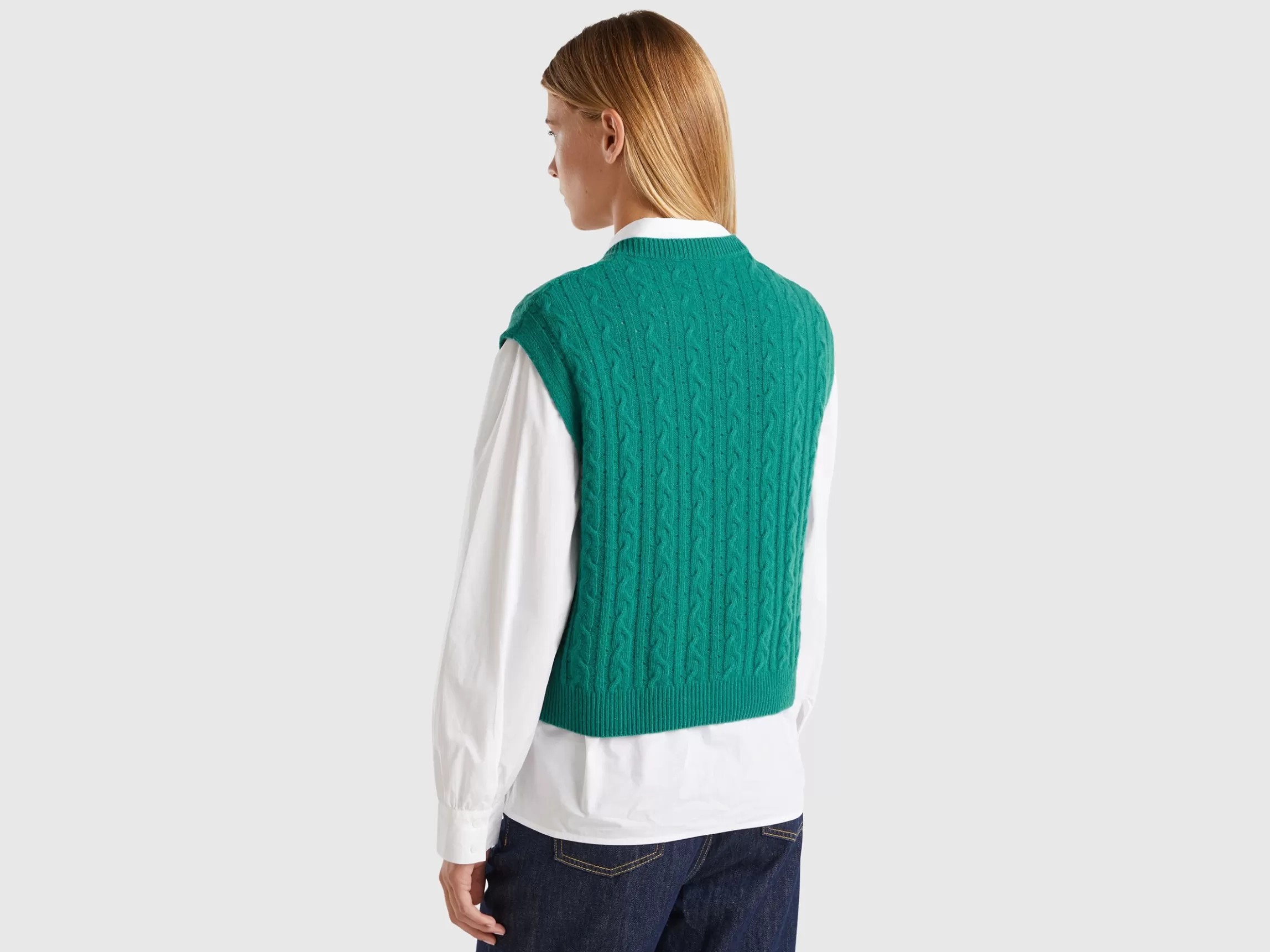 United Colors of Benetton Boxy fit vest with cable knit and perforations