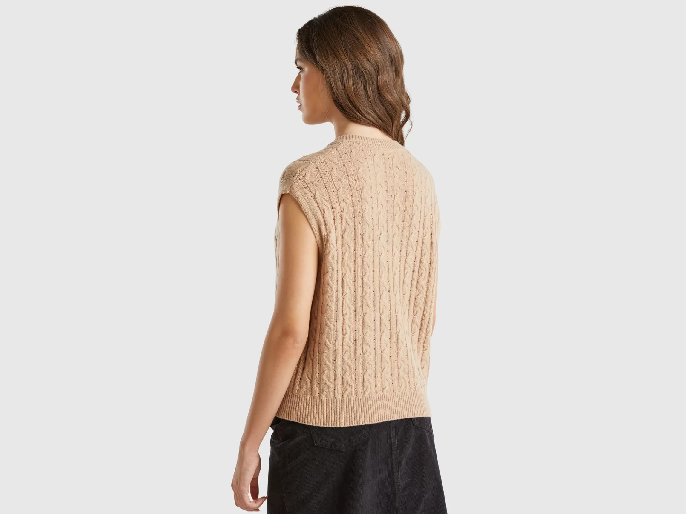 United Colors of Benetton Boxy fit vest with cable knit and perforations