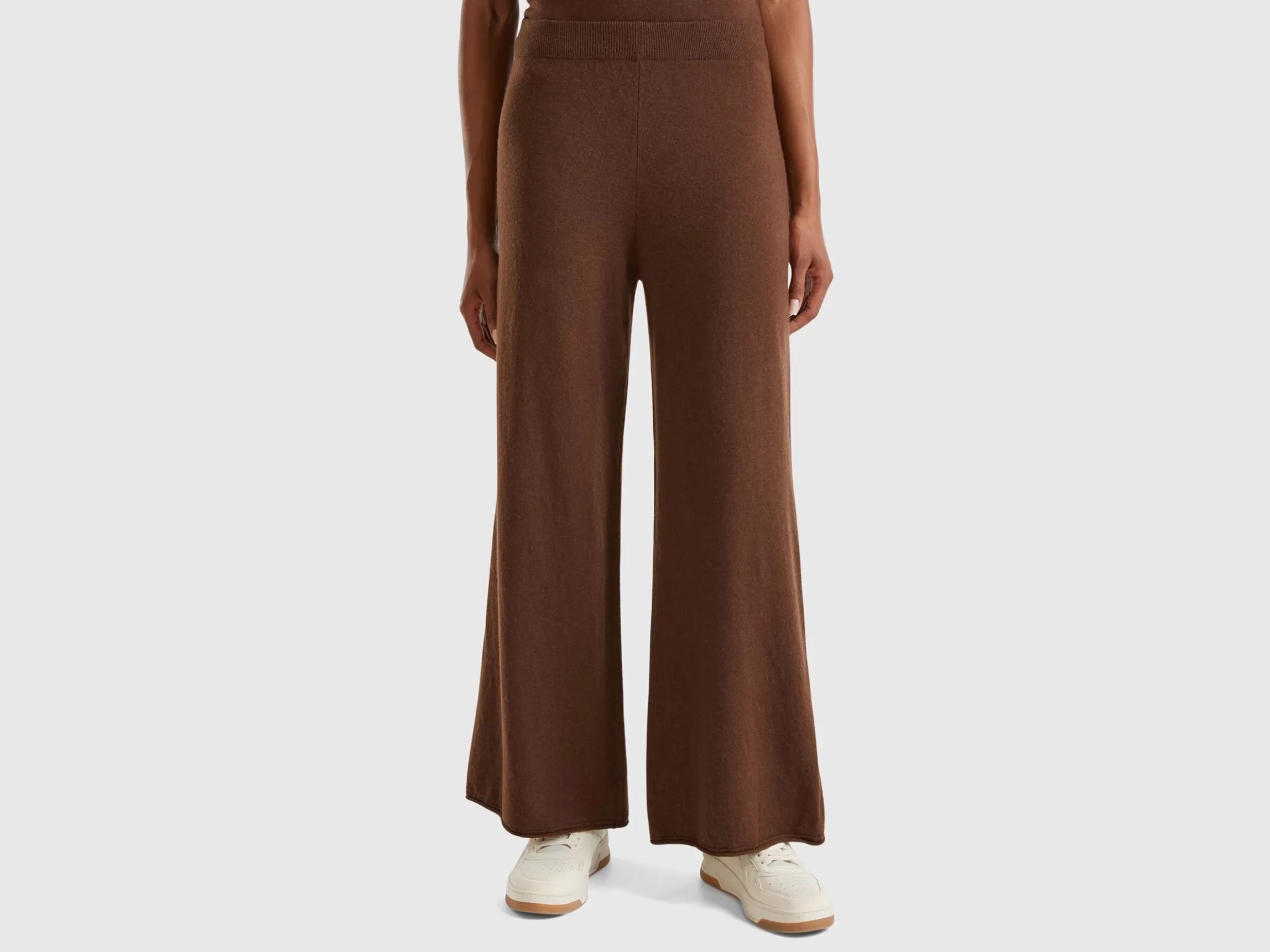United Colors of Benetton Brick red wide leg trousers in cashmere and wool blend