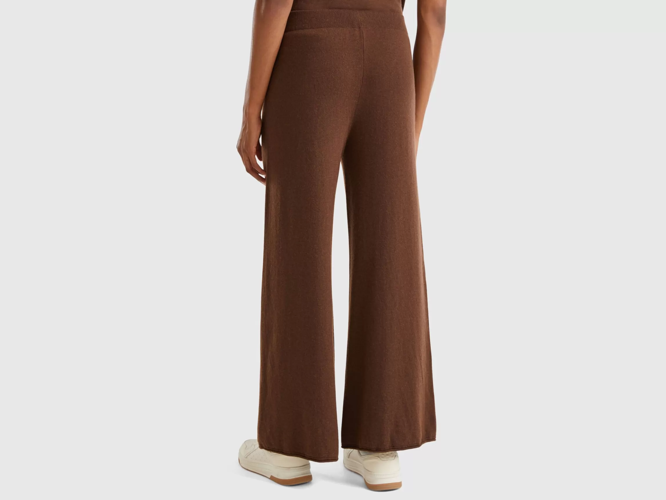 United Colors of Benetton Brick red wide leg trousers in cashmere and wool blend