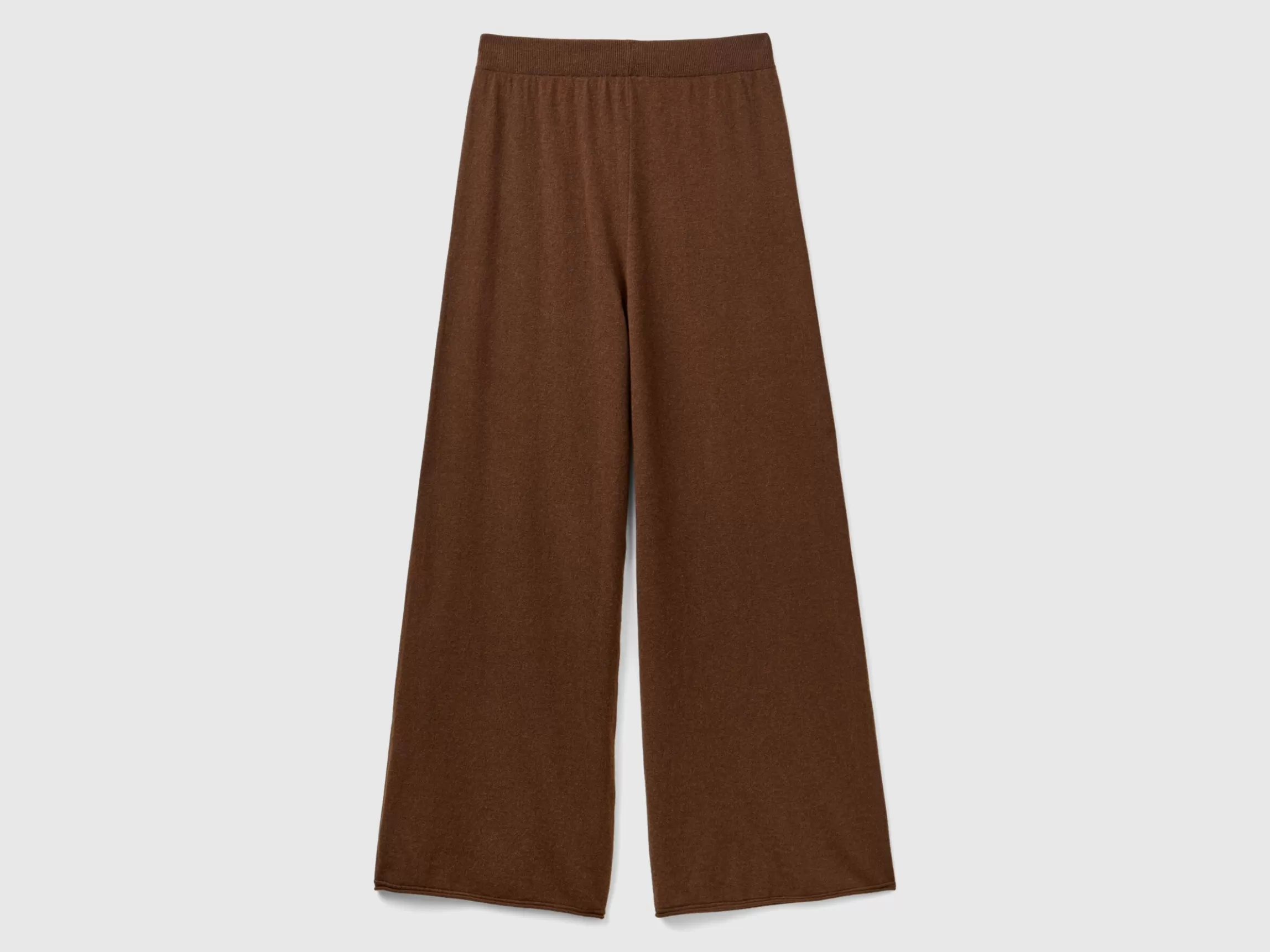 United Colors of Benetton Brick red wide leg trousers in cashmere and wool blend