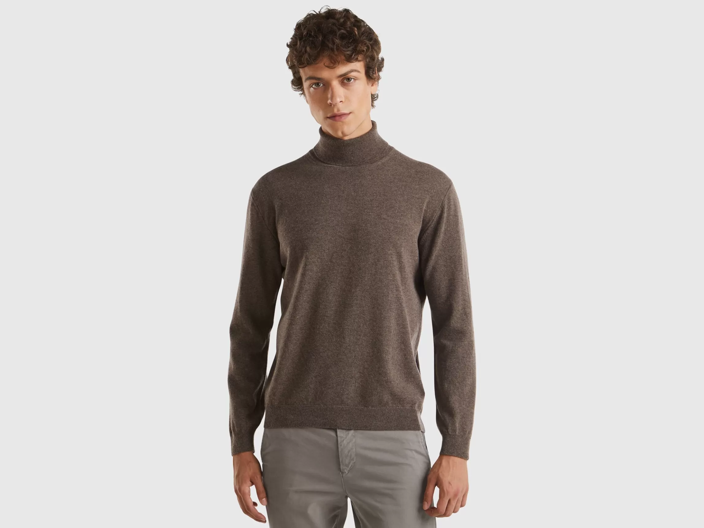 United Colors of Benetton Brown turtleneck in pure Merino wool