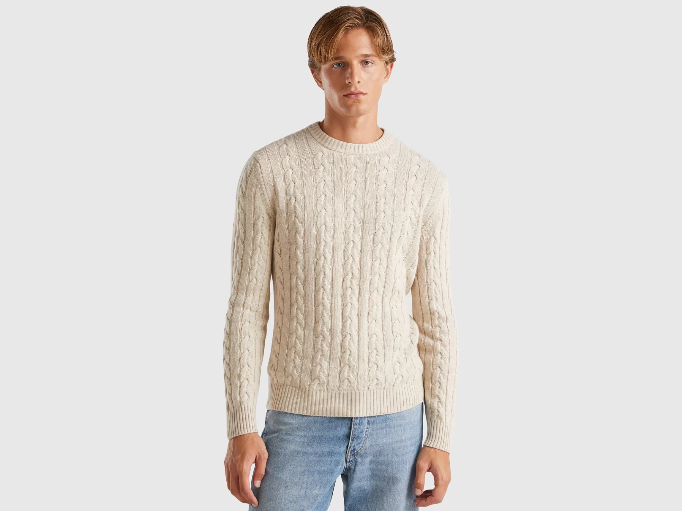 United Colors of Benetton Cable knit sweater in cashmere blend