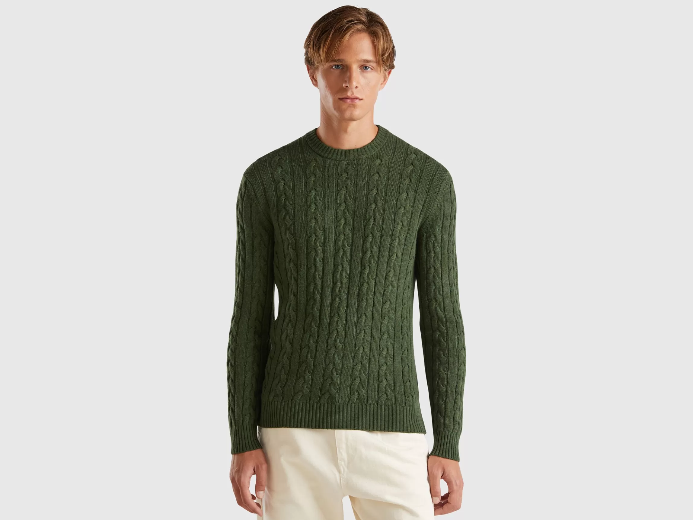 United Colors of Benetton Cable knit sweater in cashmere blend