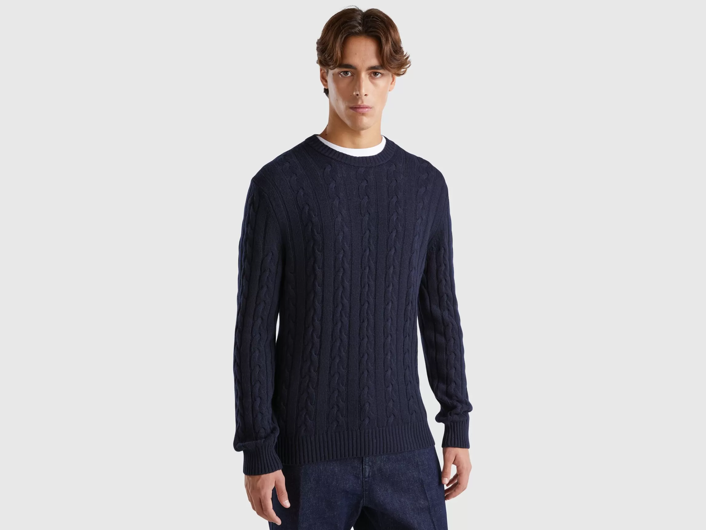 United Colors of Benetton Cable knit sweater in cashmere blend