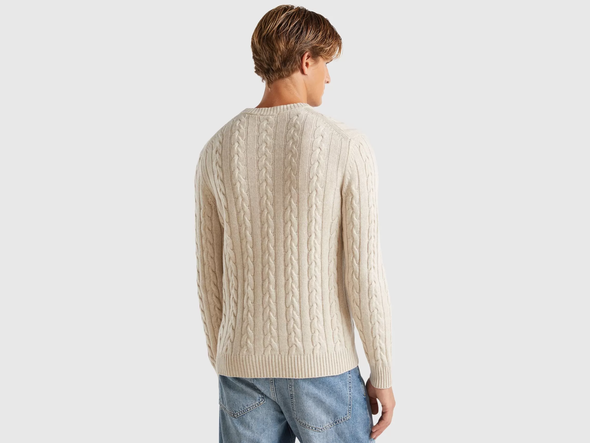 United Colors of Benetton Cable knit sweater in cashmere blend