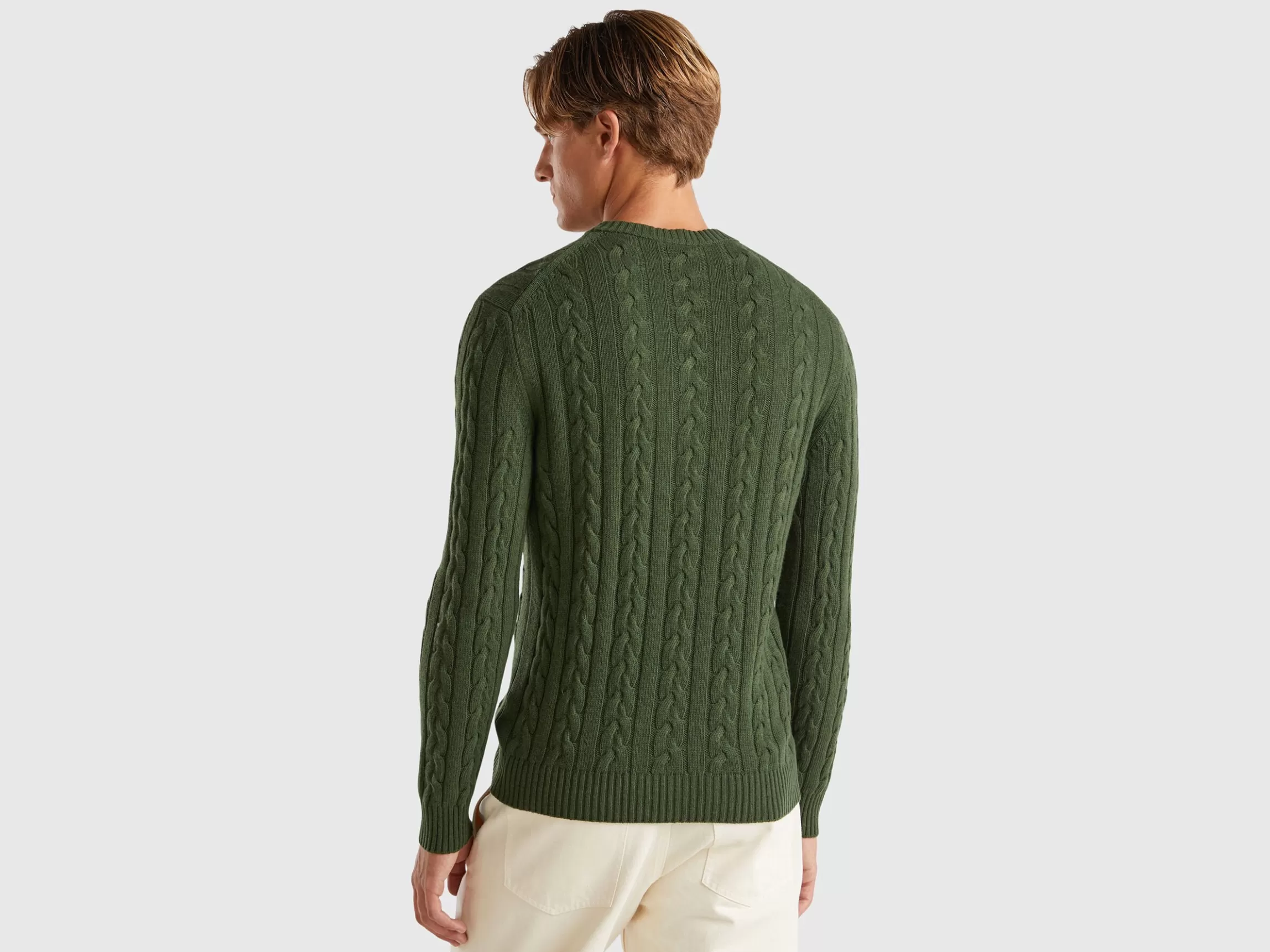 United Colors of Benetton Cable knit sweater in cashmere blend