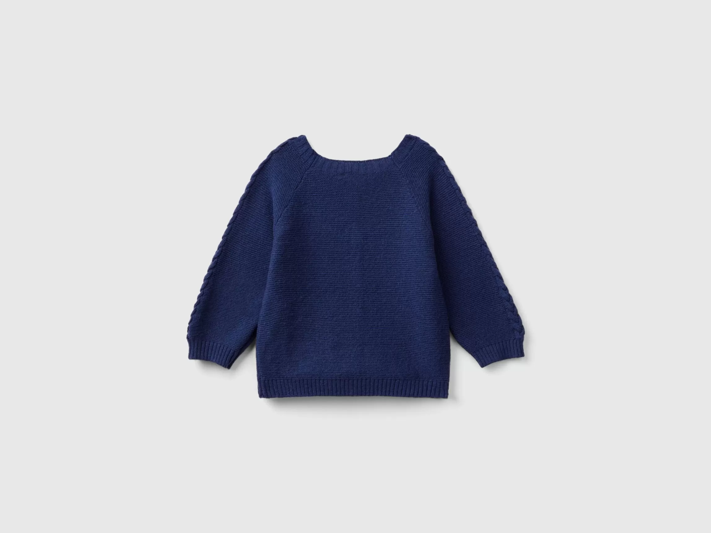 United Colors of Benetton Cardigan with cables in recycled wool blend