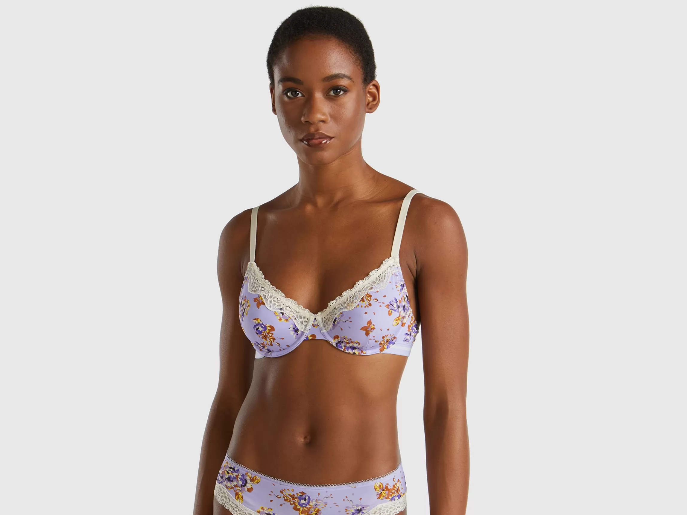 United Colors of Benetton Charmeuse bra with floral print