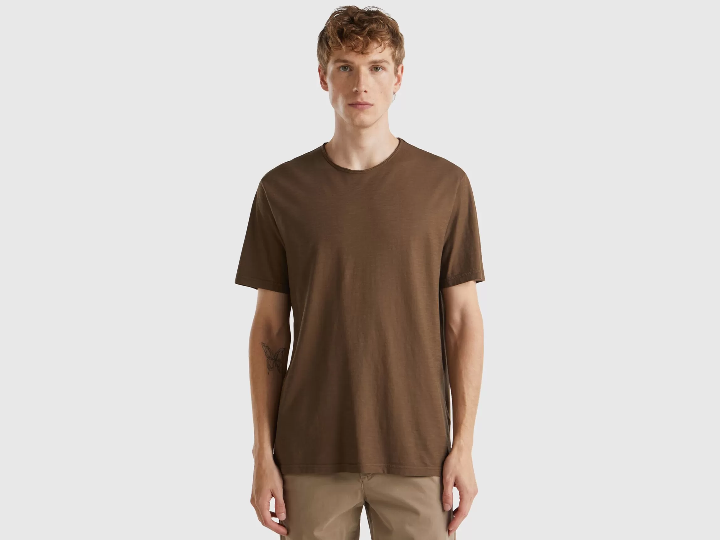 United Colors of Benetton Coffee t-shirt in slub cotton