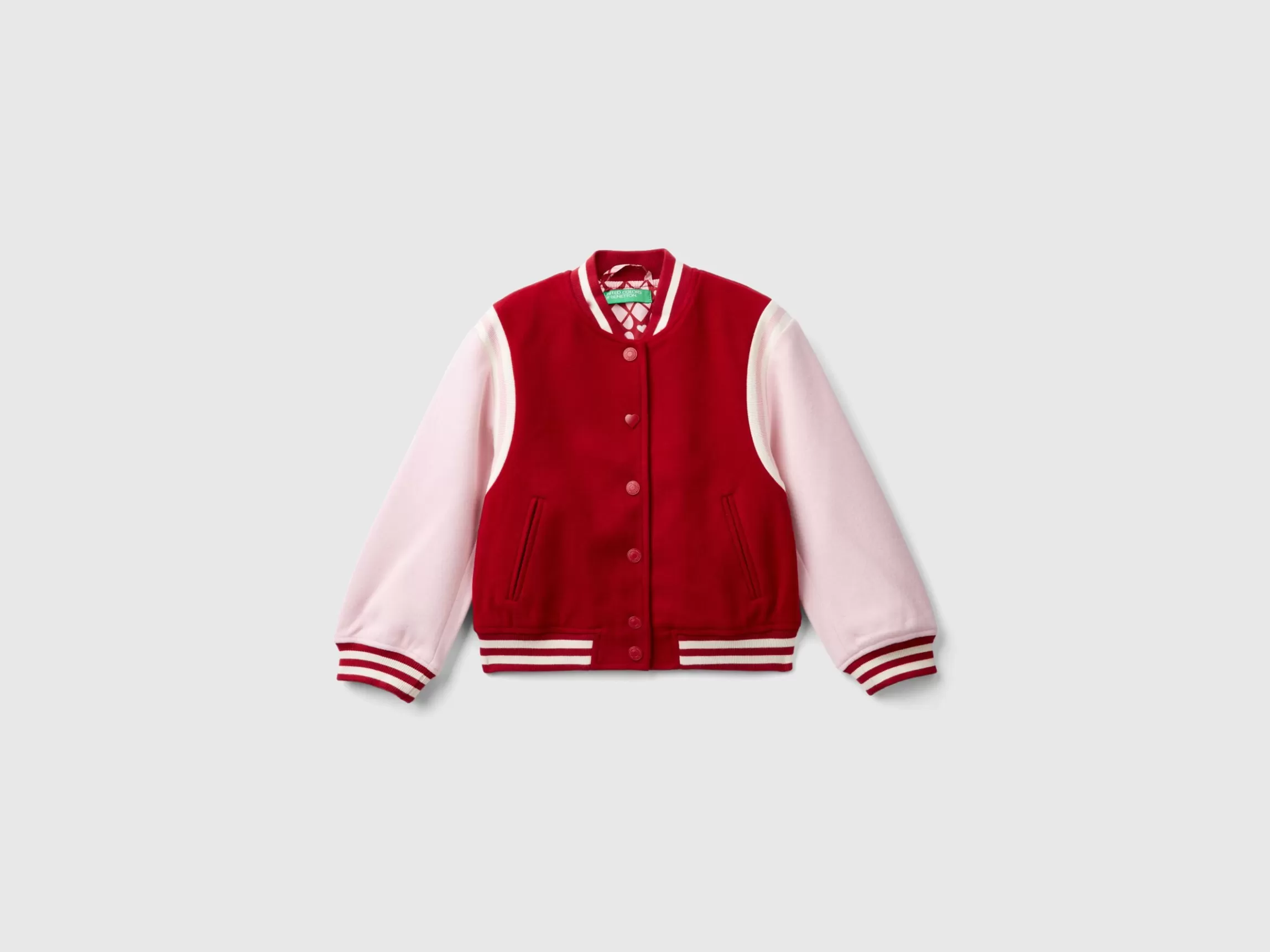 United Colors of Benetton Color block bomber jacket in wool blend