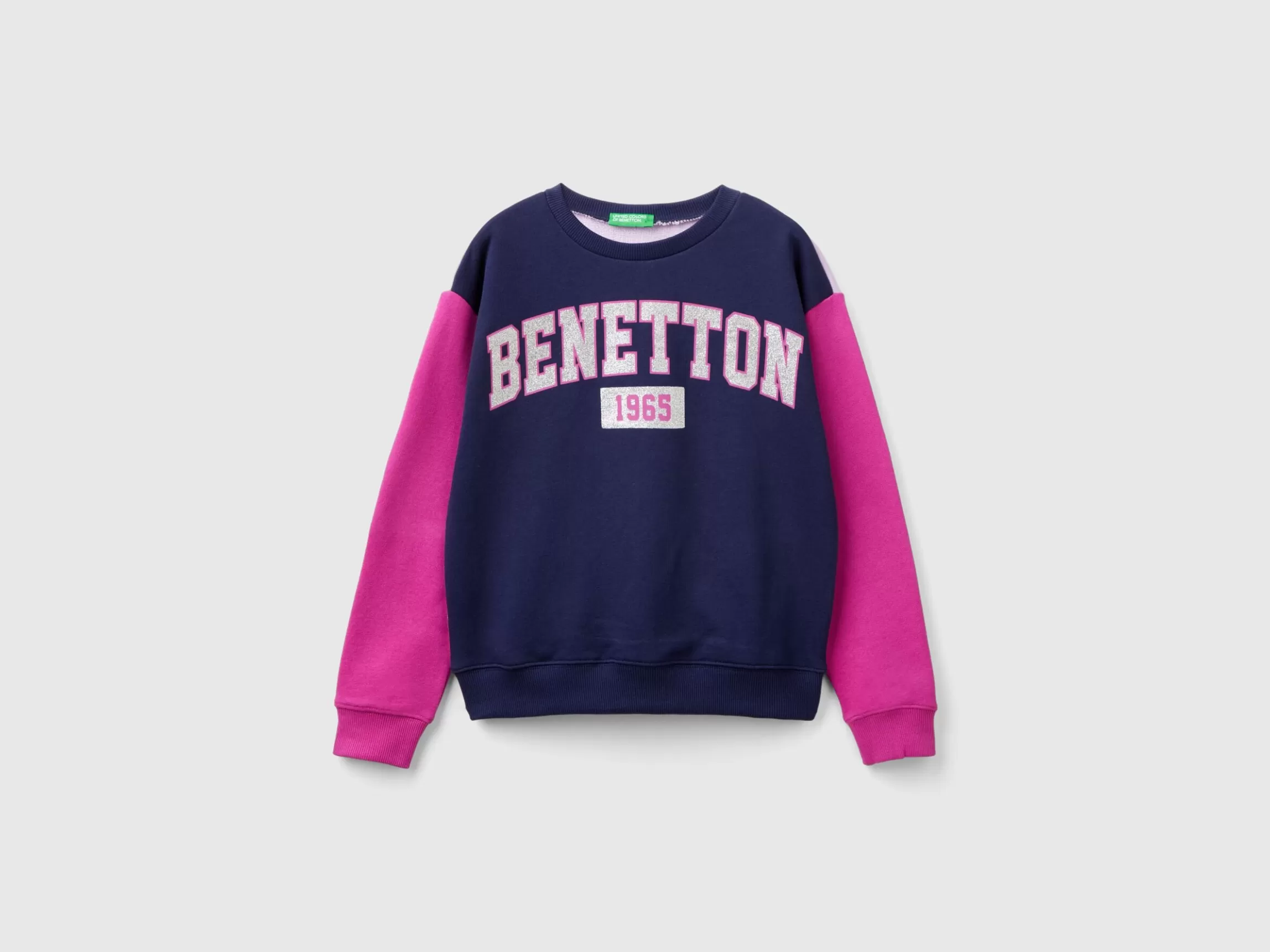 United Colors of Benetton 100% cotton sweatshirt with glittery logo