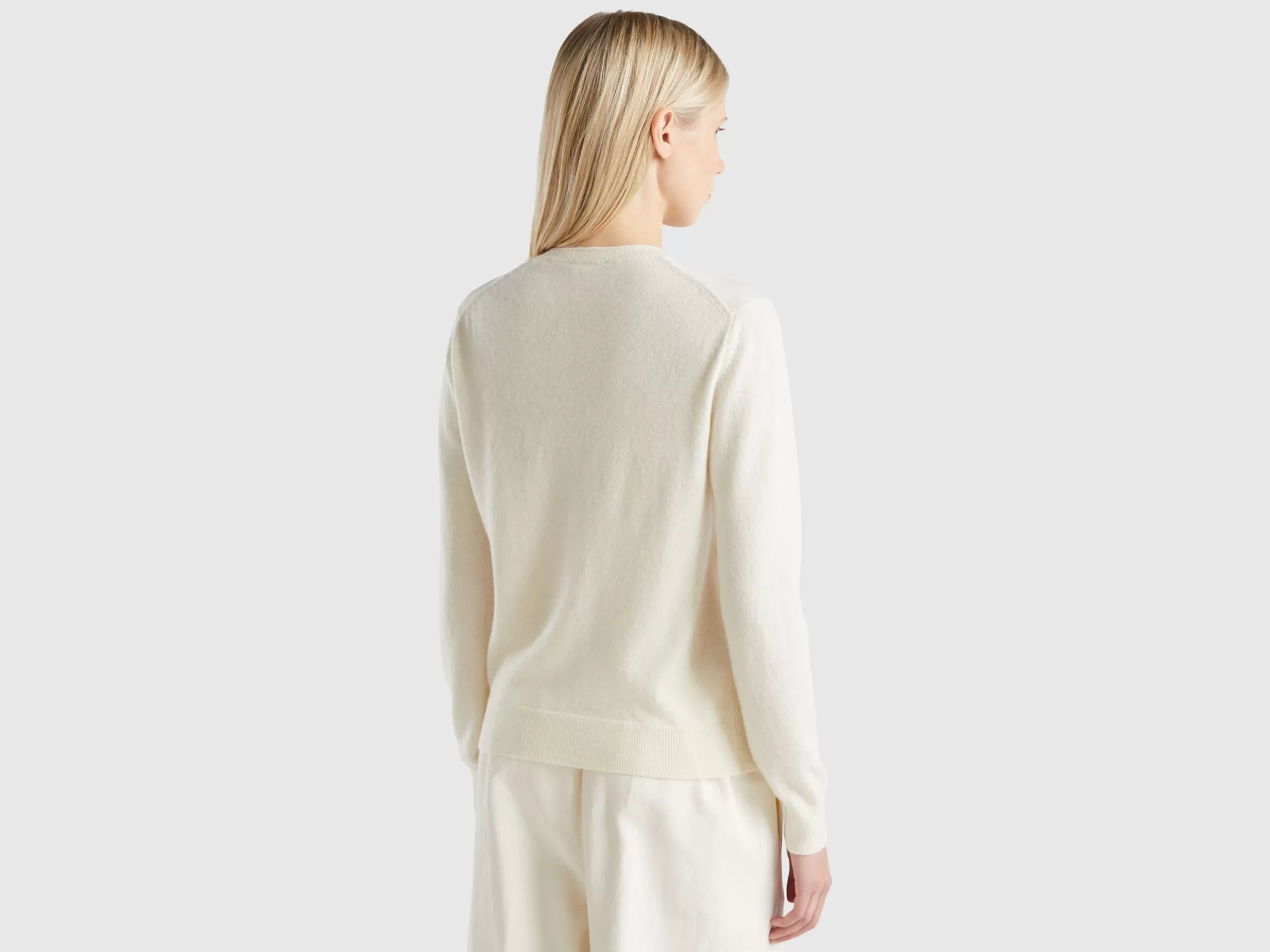 United Colors of Benetton Cream white cardigan in pure cashmere