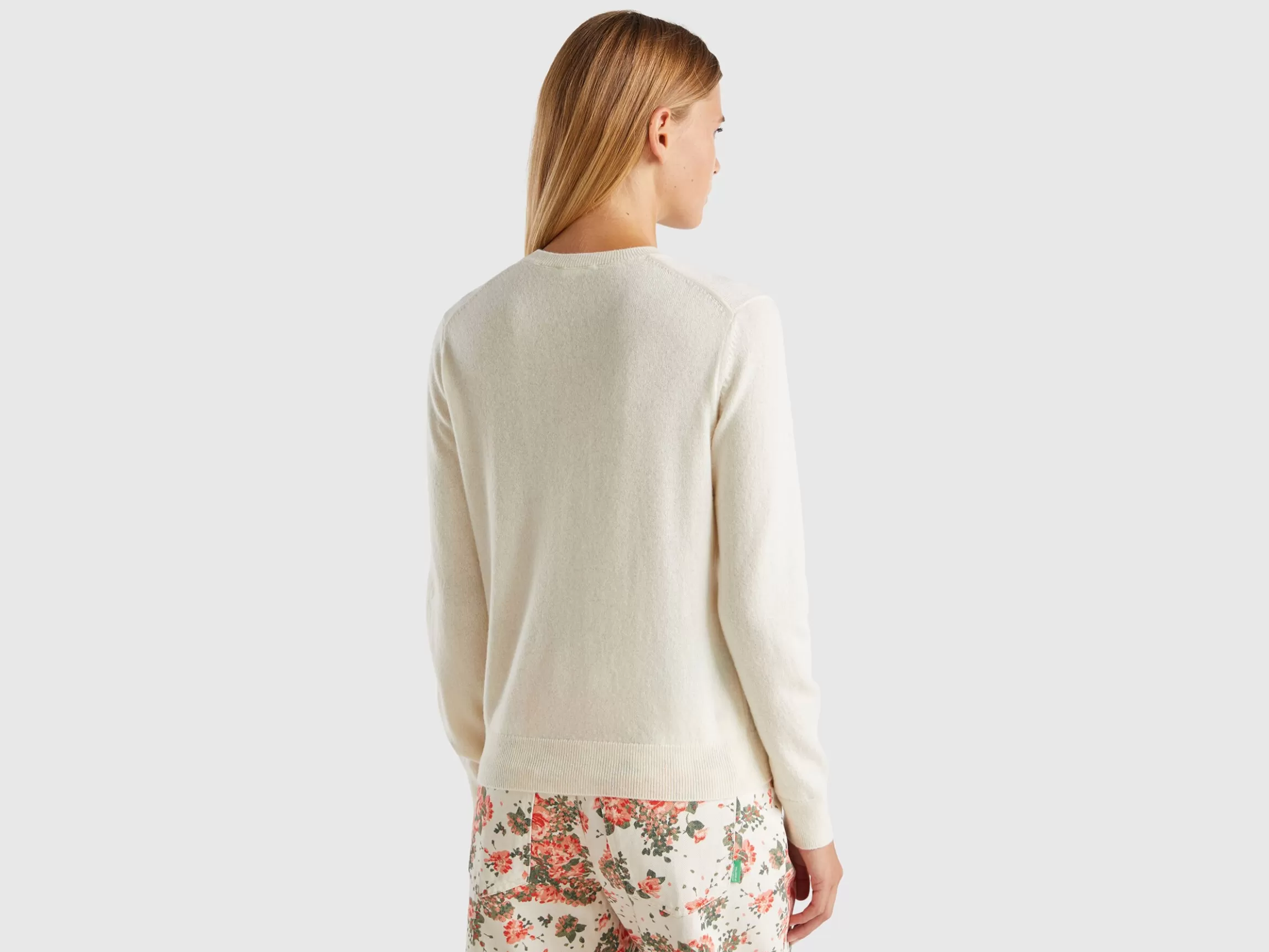 United Colors of Benetton Cream white sweater in pure cashmere