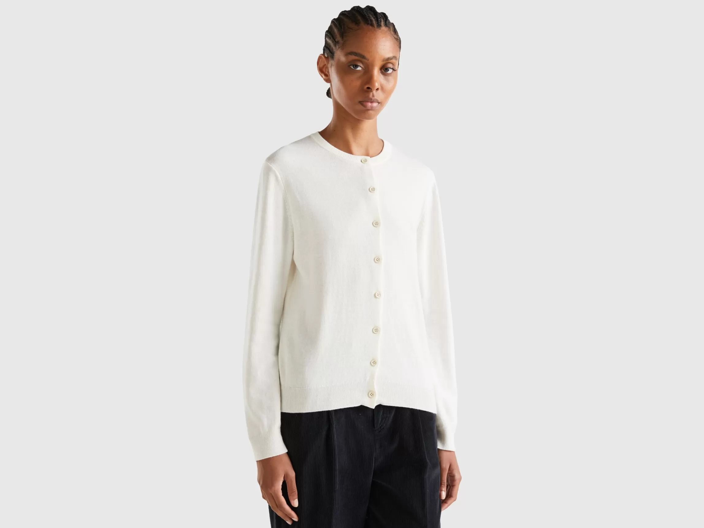 United Colors of Benetton Cream white turtleneck in cashmere and wool blend