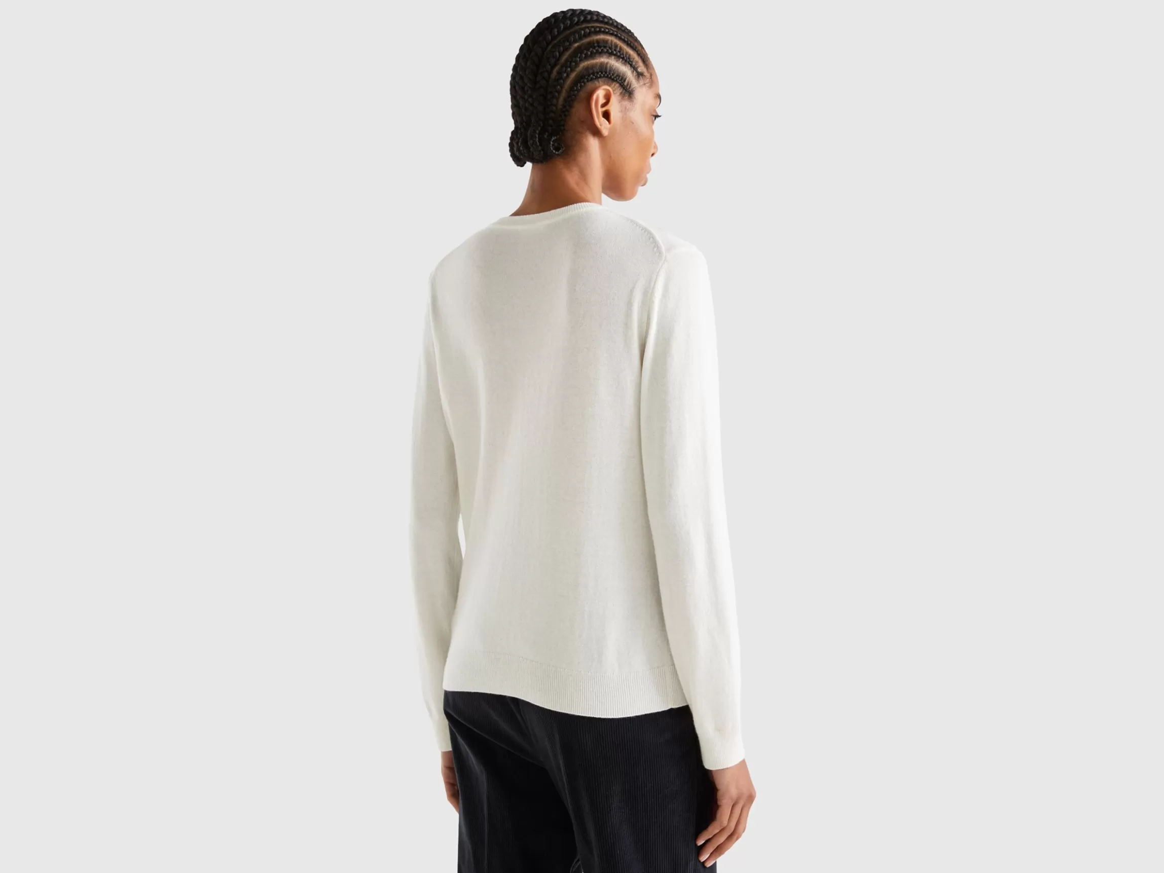 United Colors of Benetton Cream white turtleneck in cashmere and wool blend